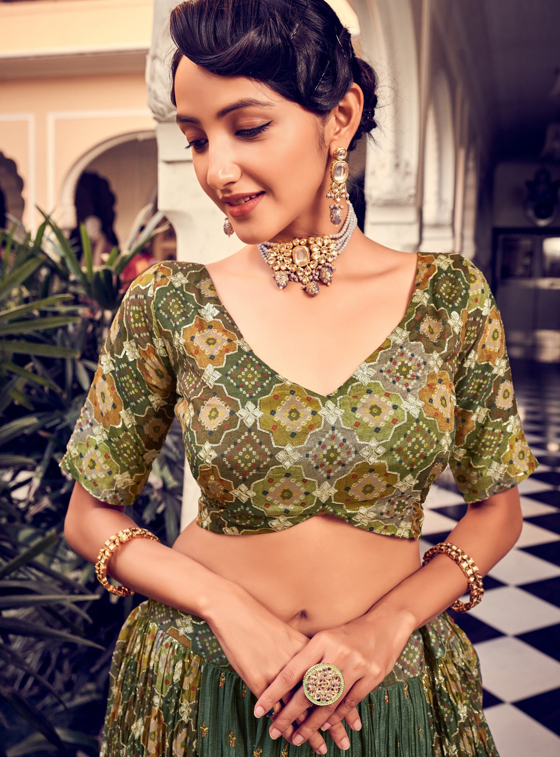 Vintage Viridescent Zari Splendor Lehenga Choli