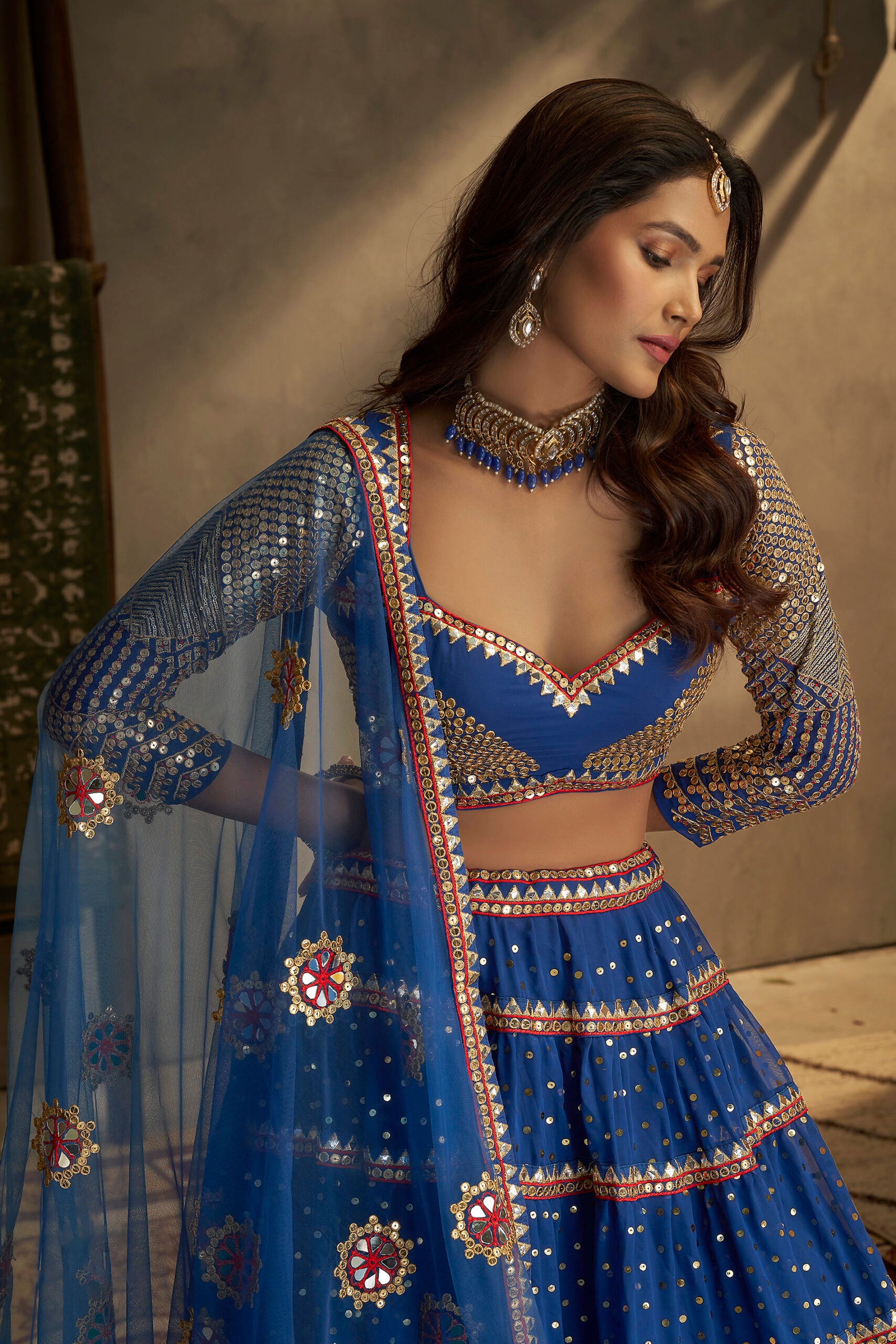 Nabh Neela Georgette Lehenga Choli
