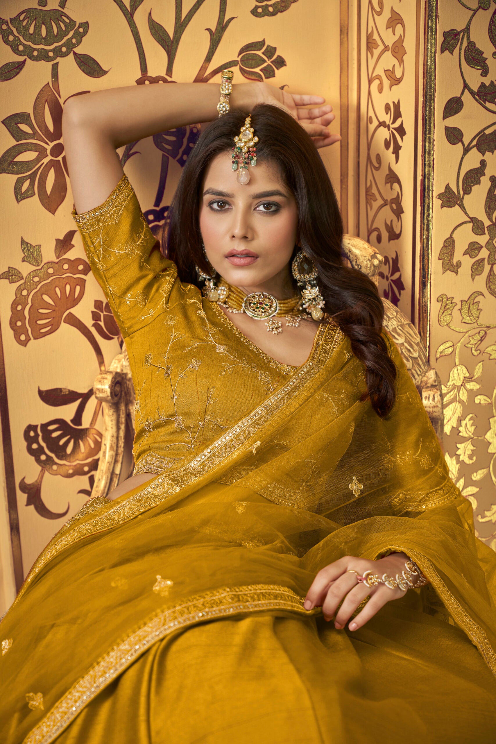 Mustard Marigold Zari Kissed Sunflower Lehengha Choli