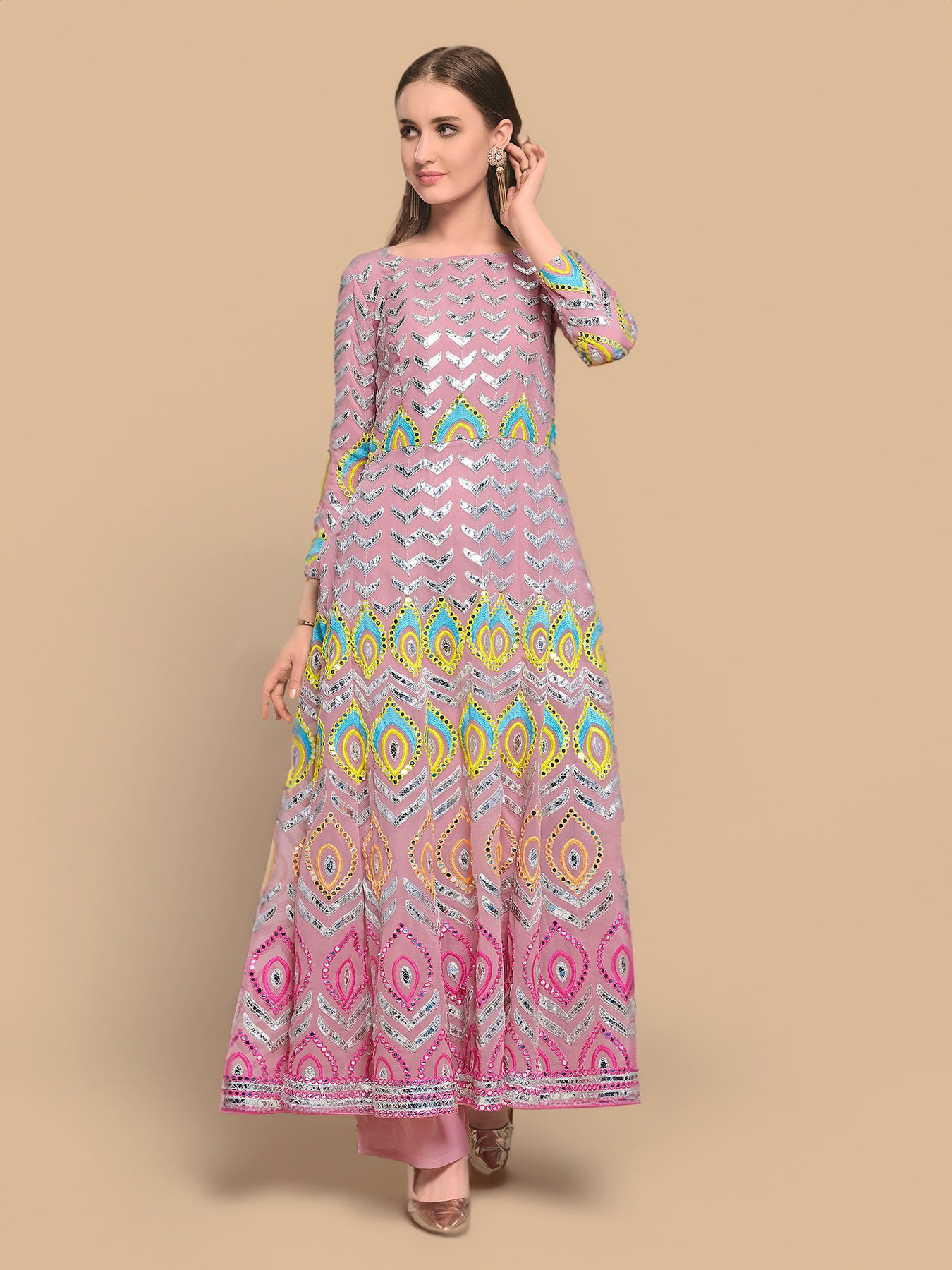 Princess in Pink Dreams Gota-Embellished Georgette Plazzo