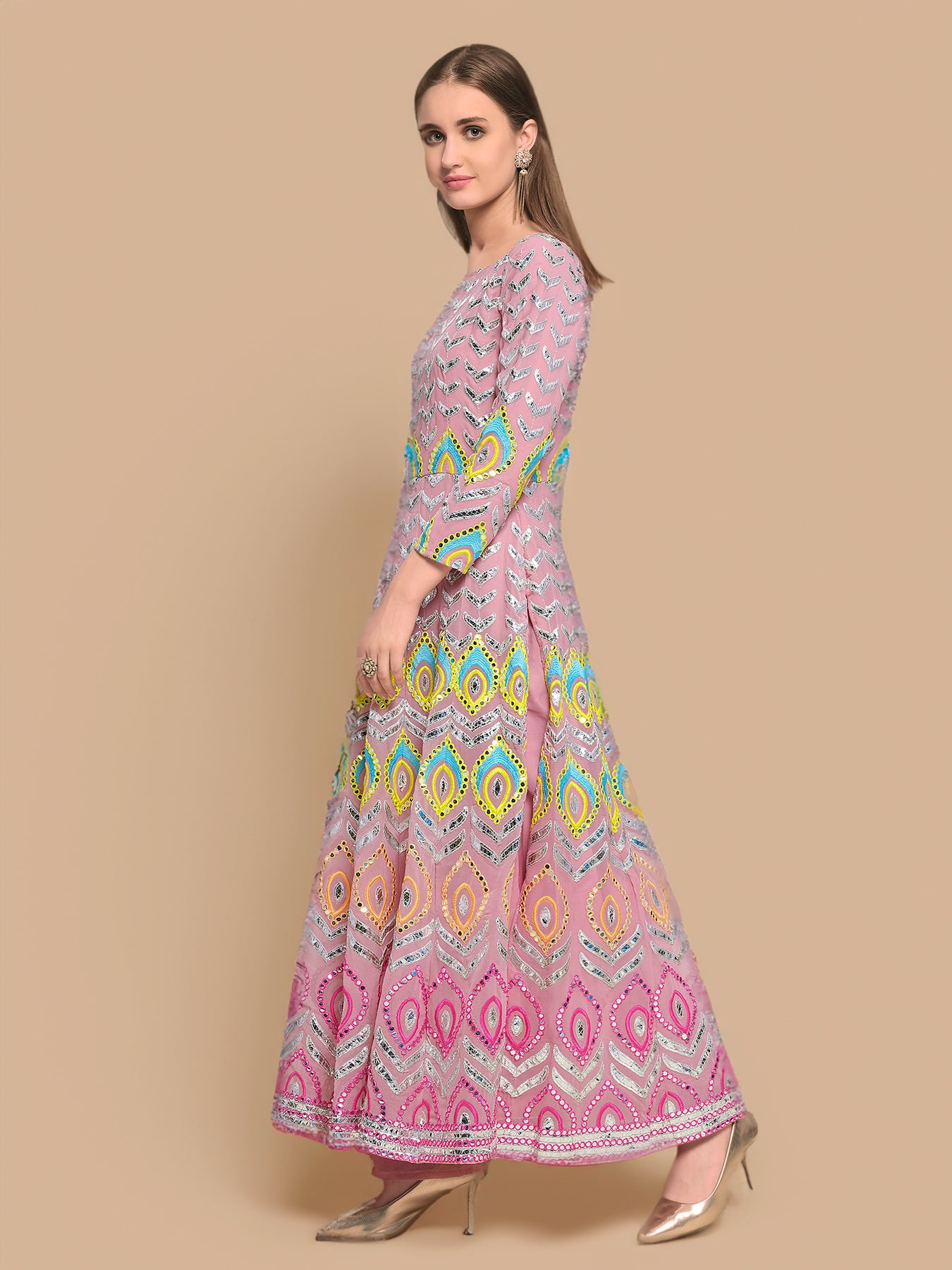 Princess in Pink Dreams Gota-Embellished Georgette Plazzo