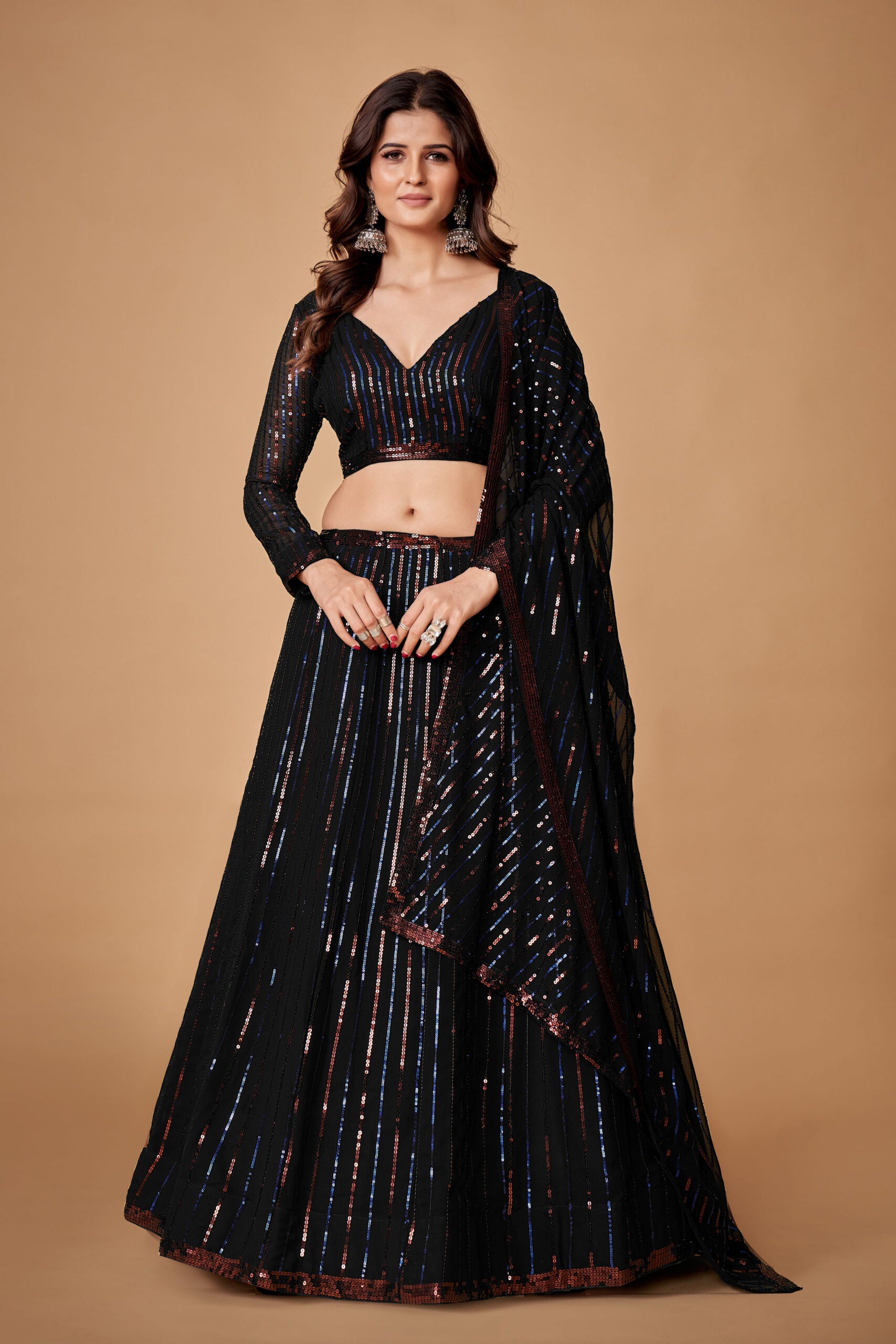 Black Georgette Wedding Sonata Lehenga Choli