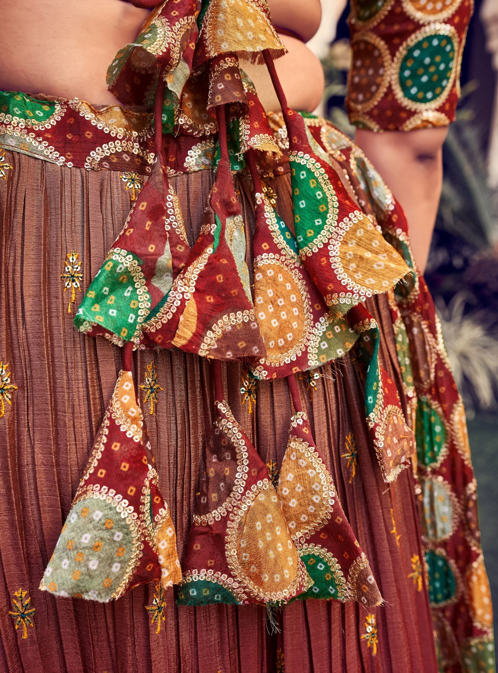 Rich Mahogany Threadwork Tapestry Lehenga Choli