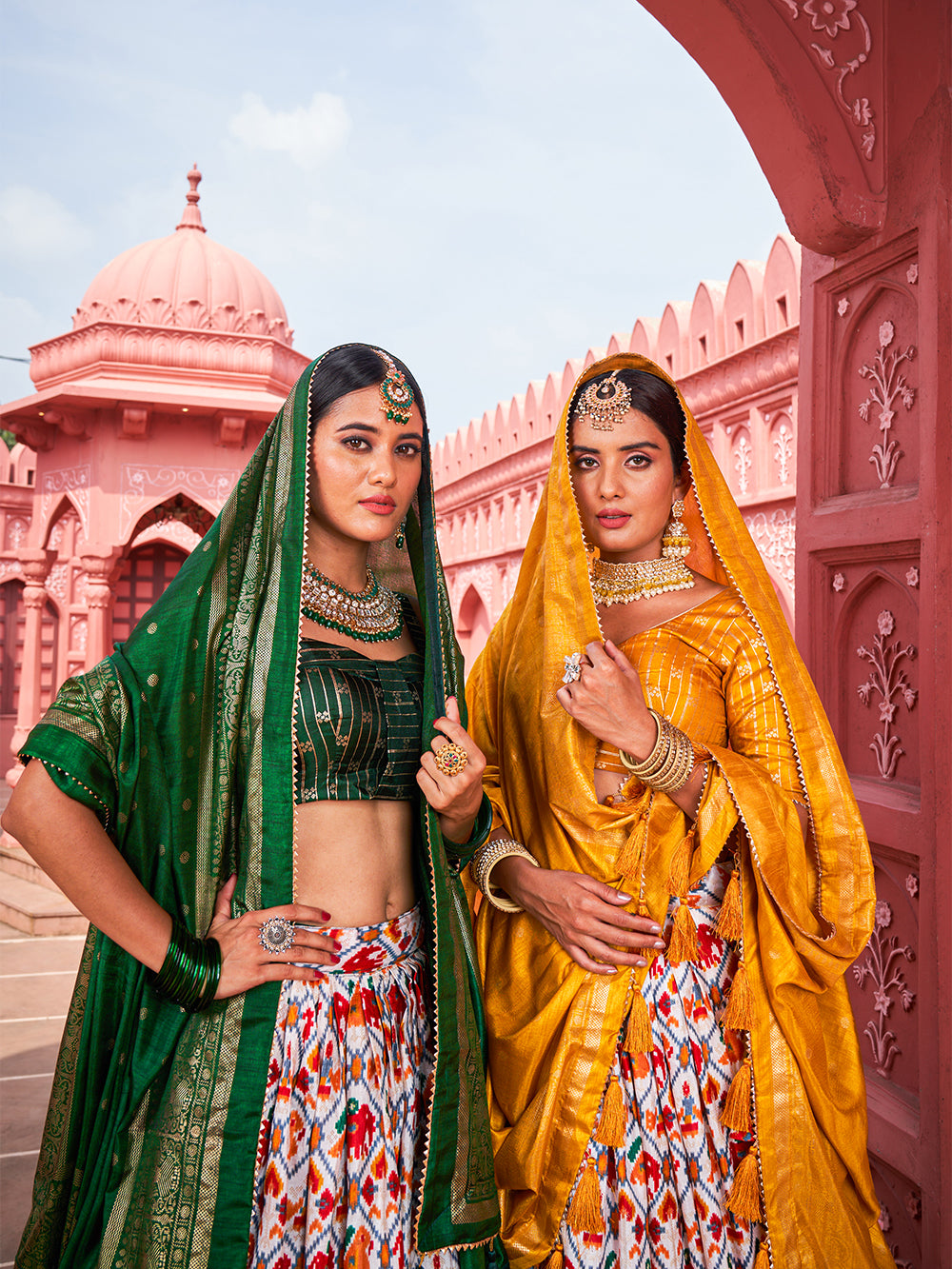 Padmini Pushp Yellow Blossoms Pure Dola Silk Foil Print Lehenga Choli