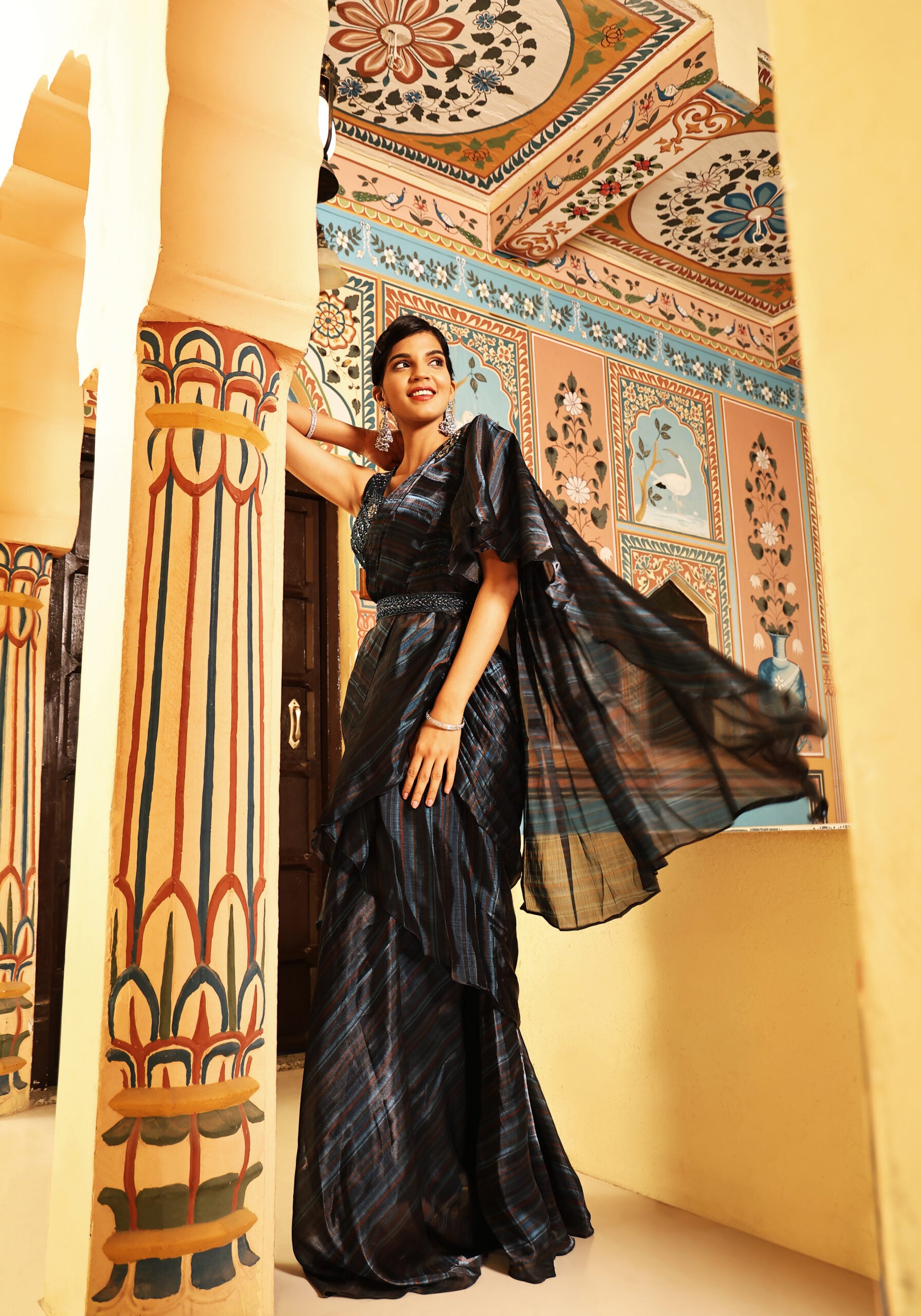 Gilded Lagoon Organza Flair Partywear Saree