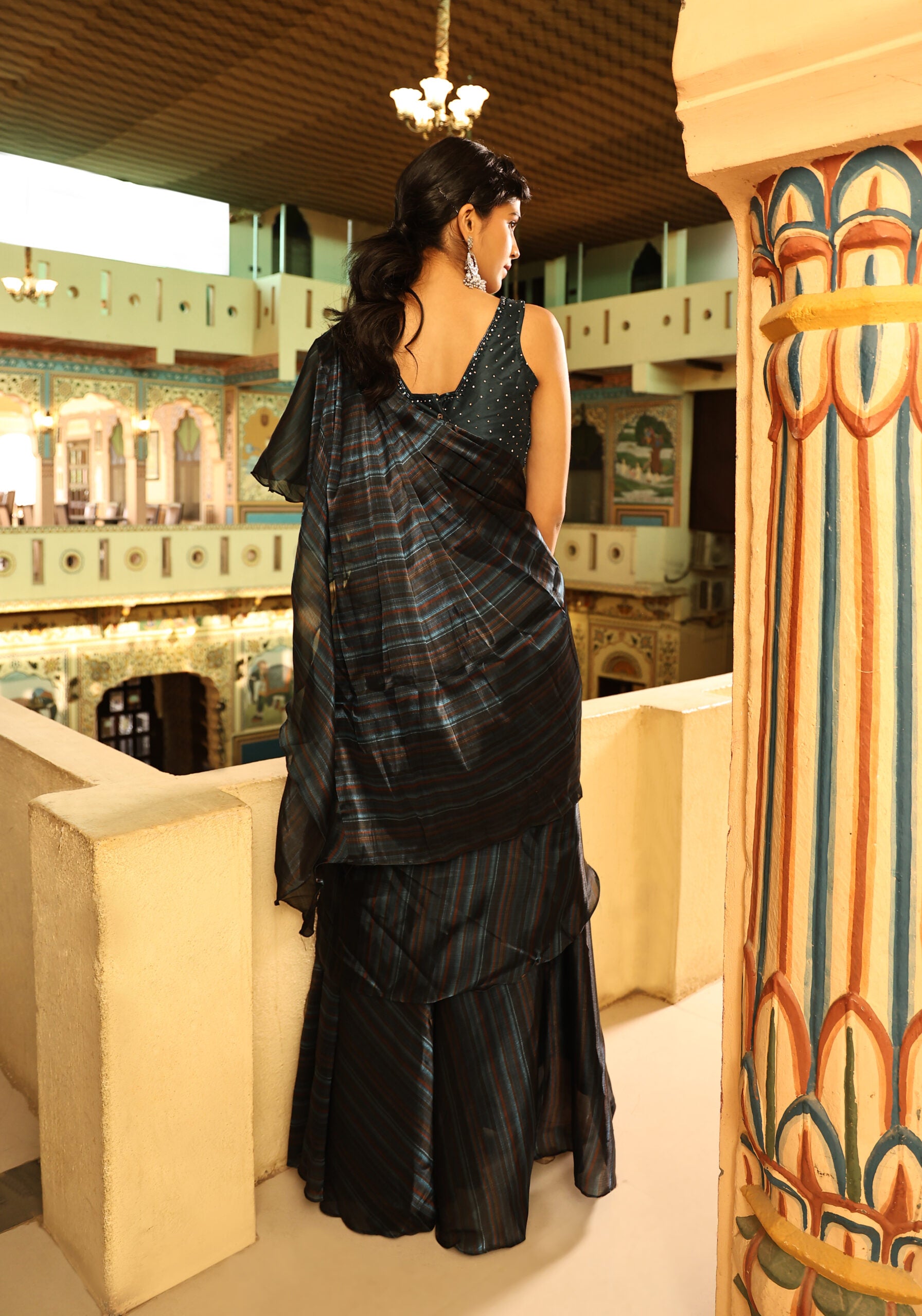 Gilded Lagoon Organza Flair Partywear Saree