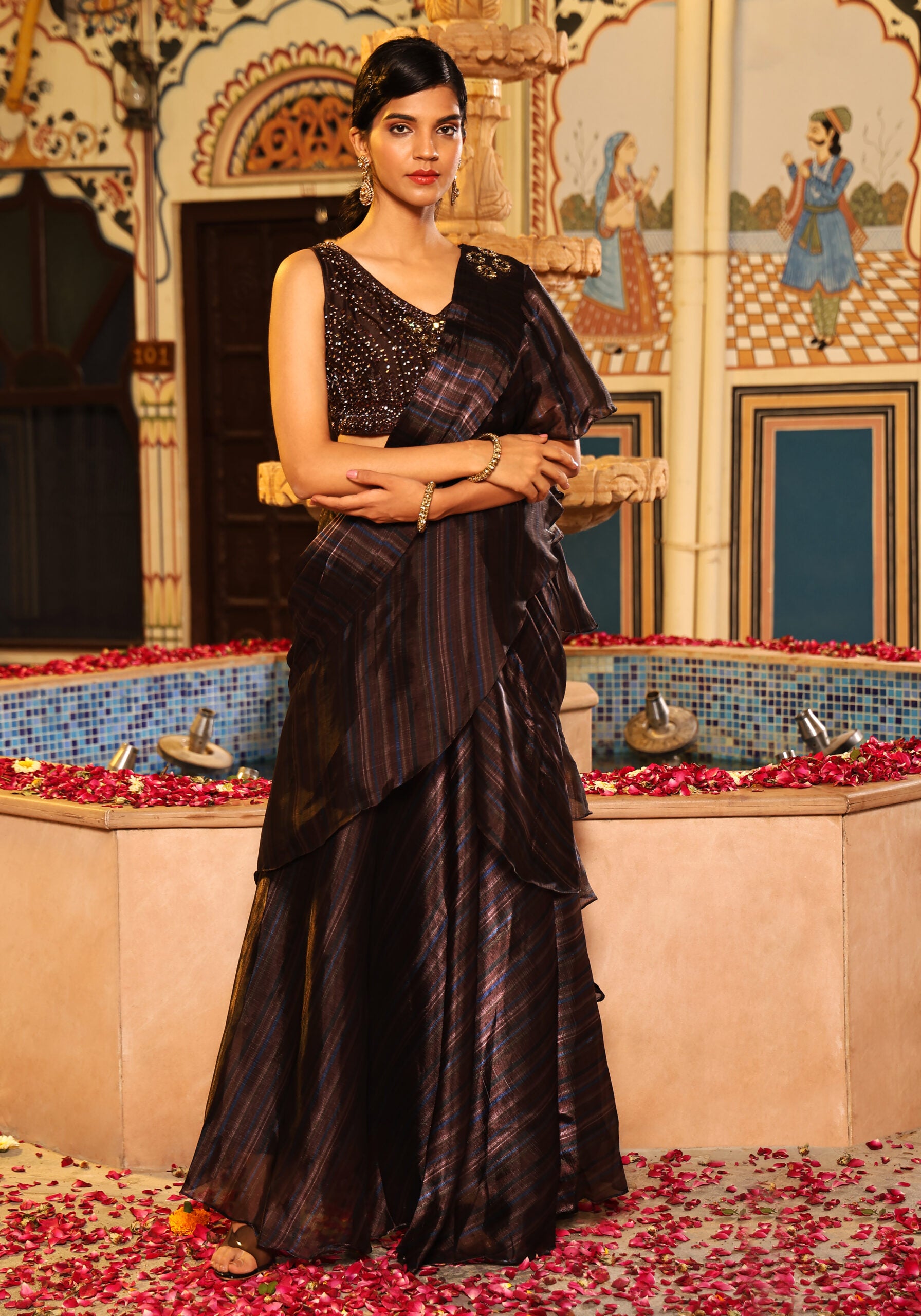 Sparkling Cappuccino Handcrafted Beauty Saree