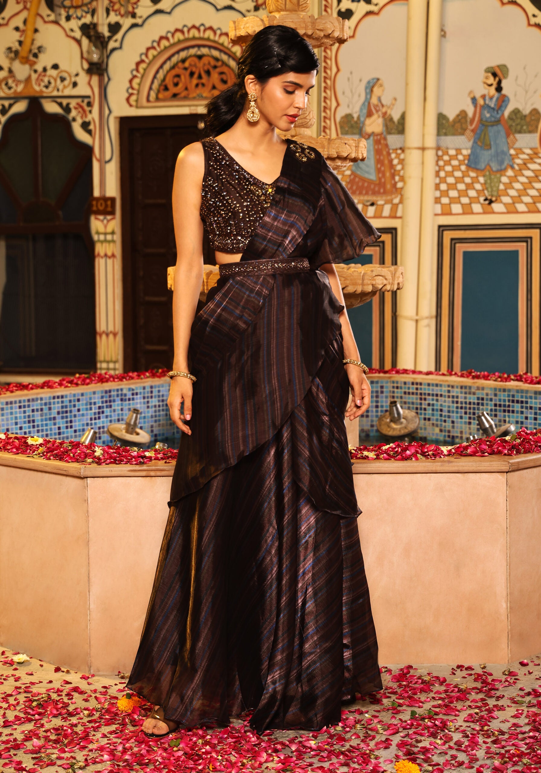 Sparkling Cappuccino Handcrafted Beauty Saree