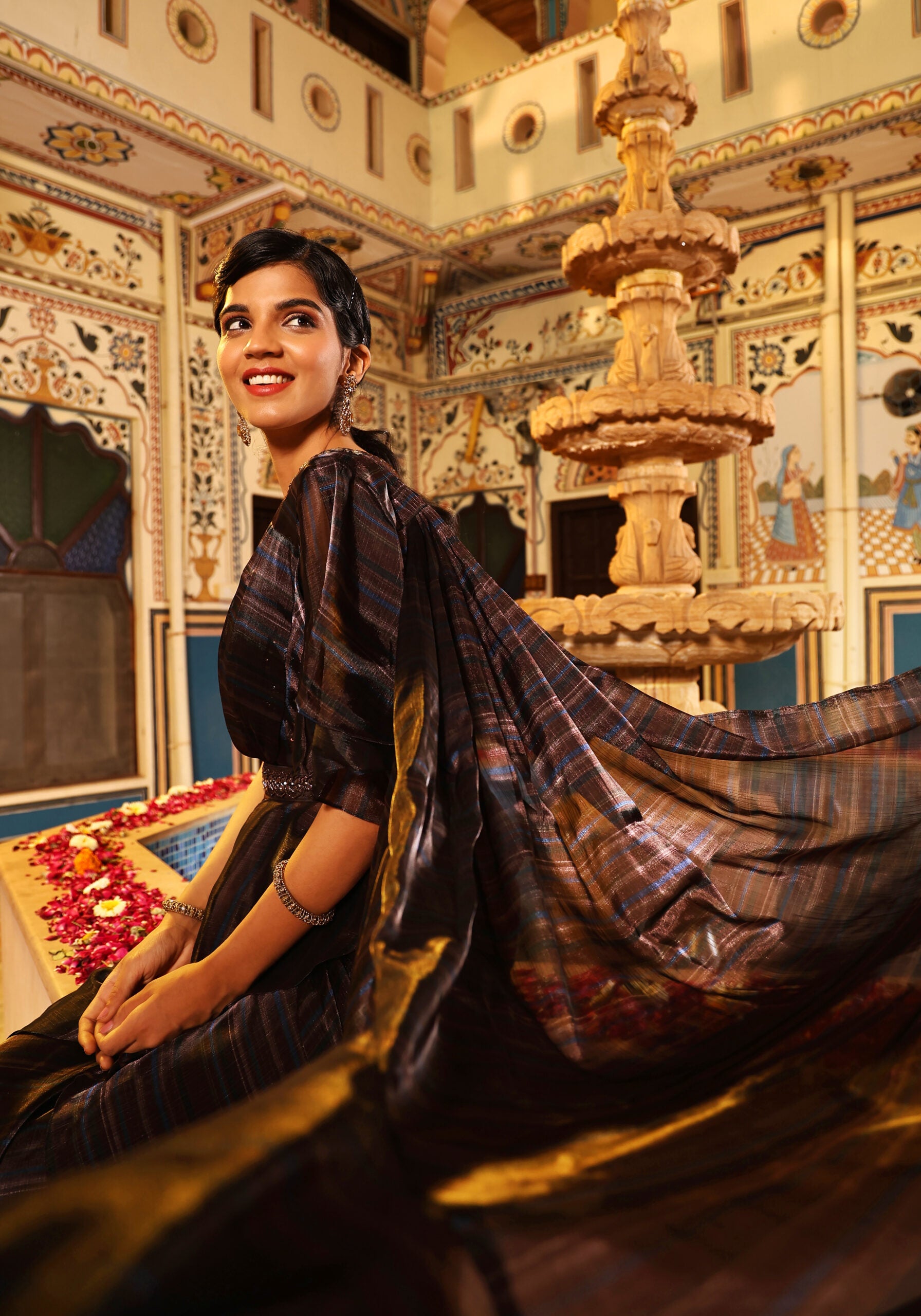 Sparkling Cappuccino Handcrafted Beauty Saree