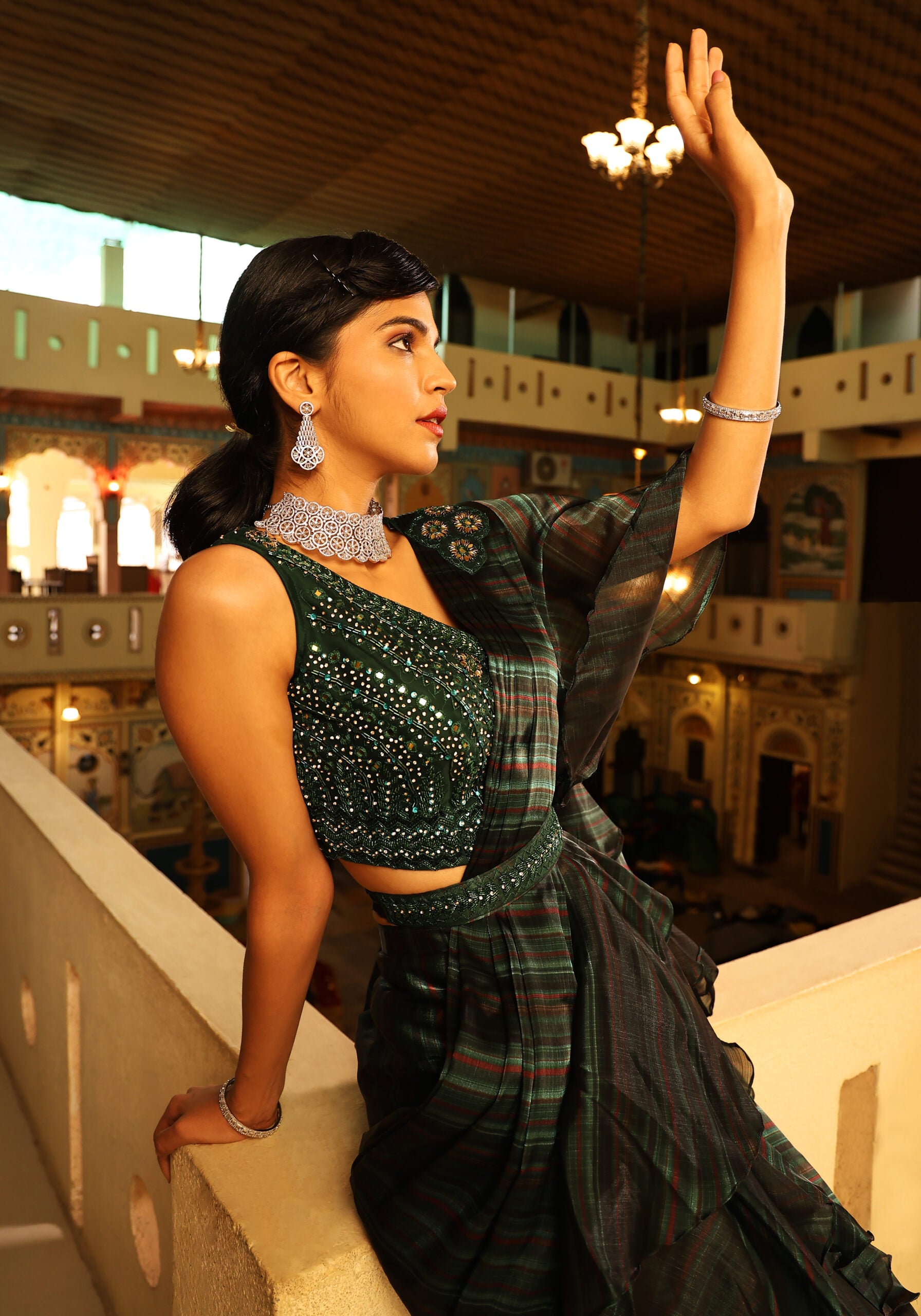 Emerald Enchantment Handwork Extravaganza Saree