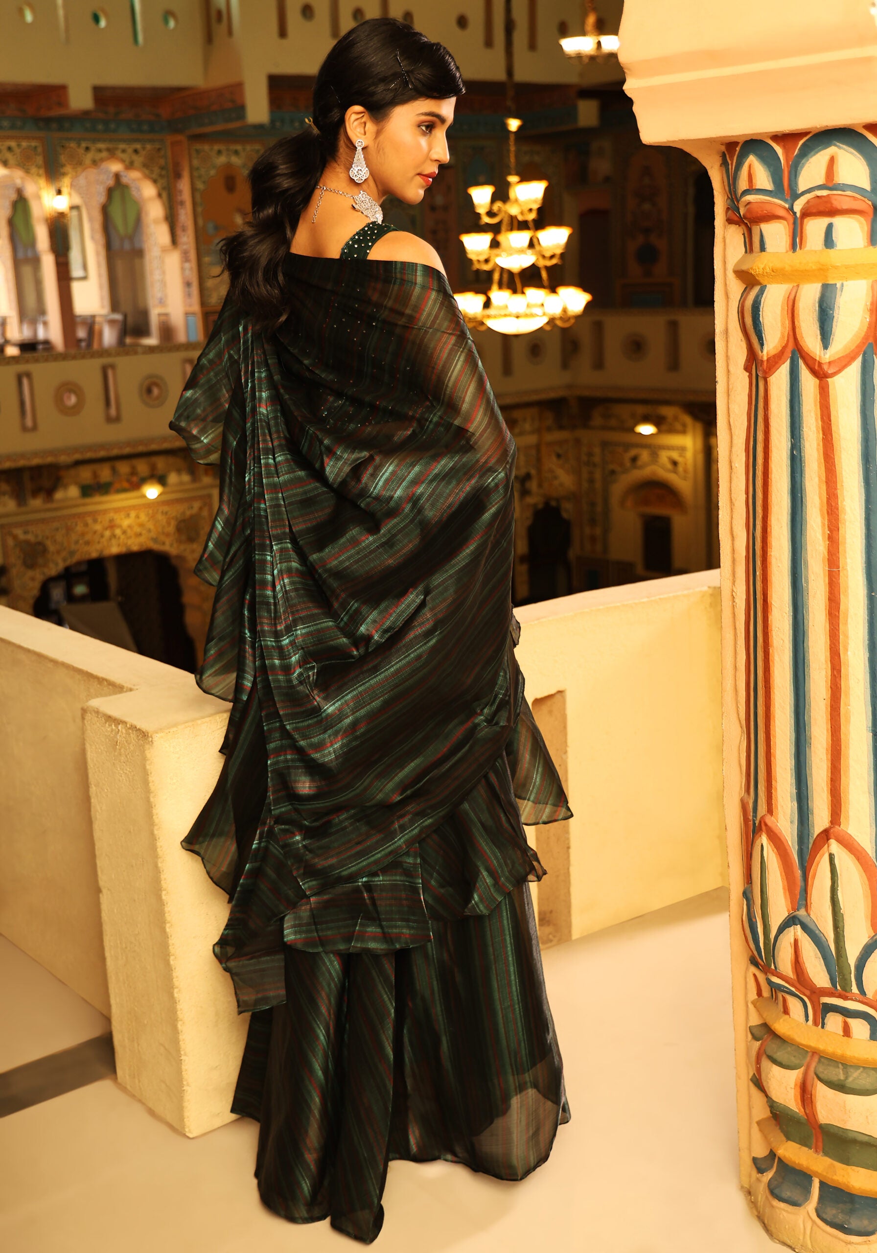 Emerald Enchantment Handwork Extravaganza Saree