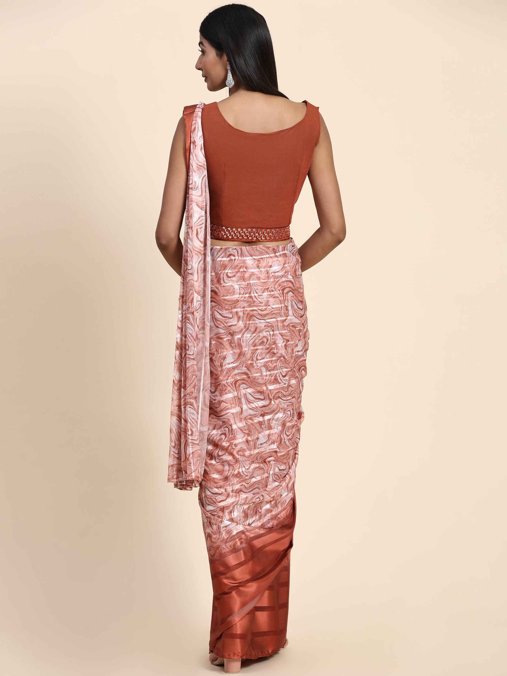 Radiant Rust Mirage Partywear Saree