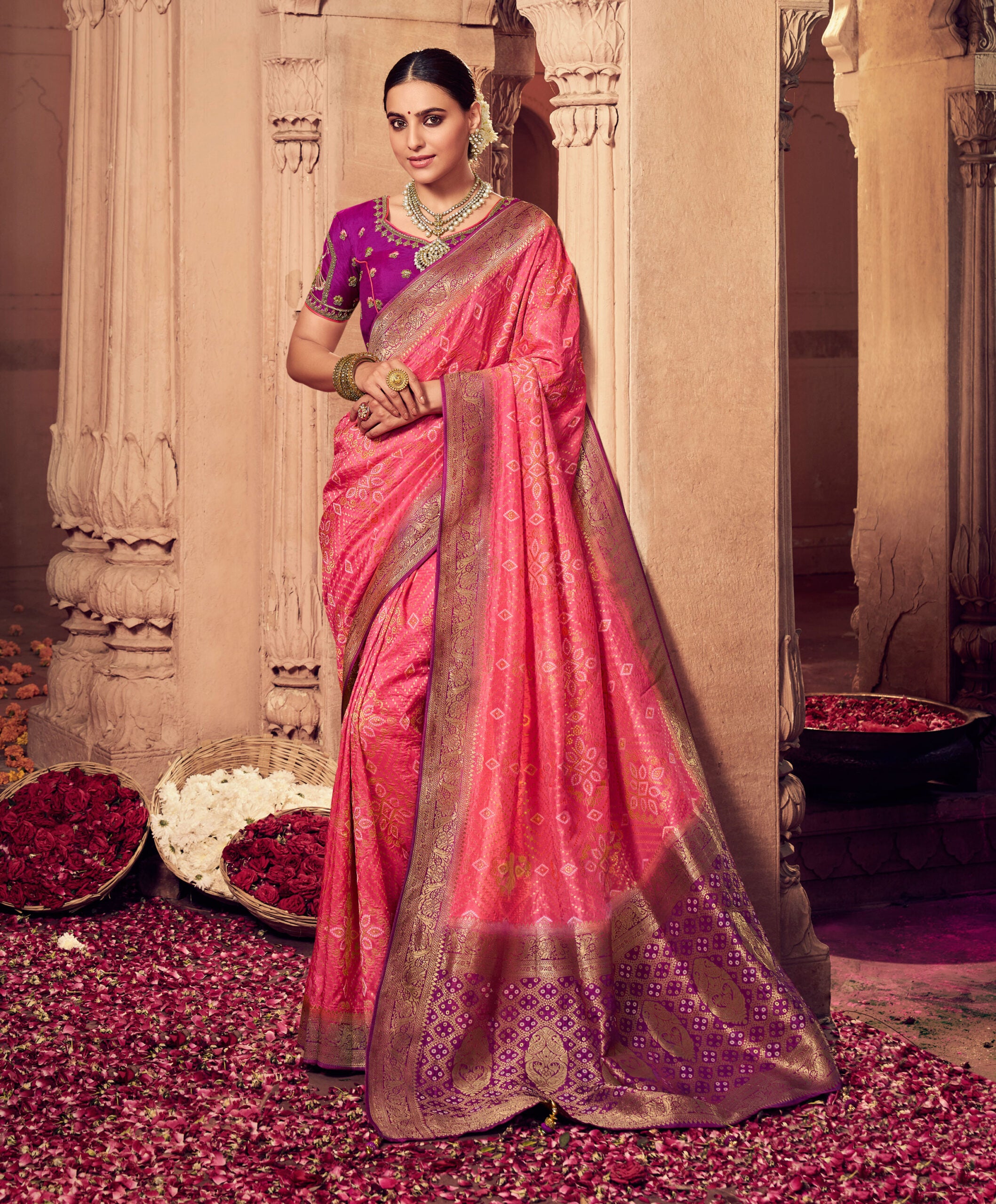 Manjadikuru Magic - Ruby Red Elegance Dolla Silk Saree