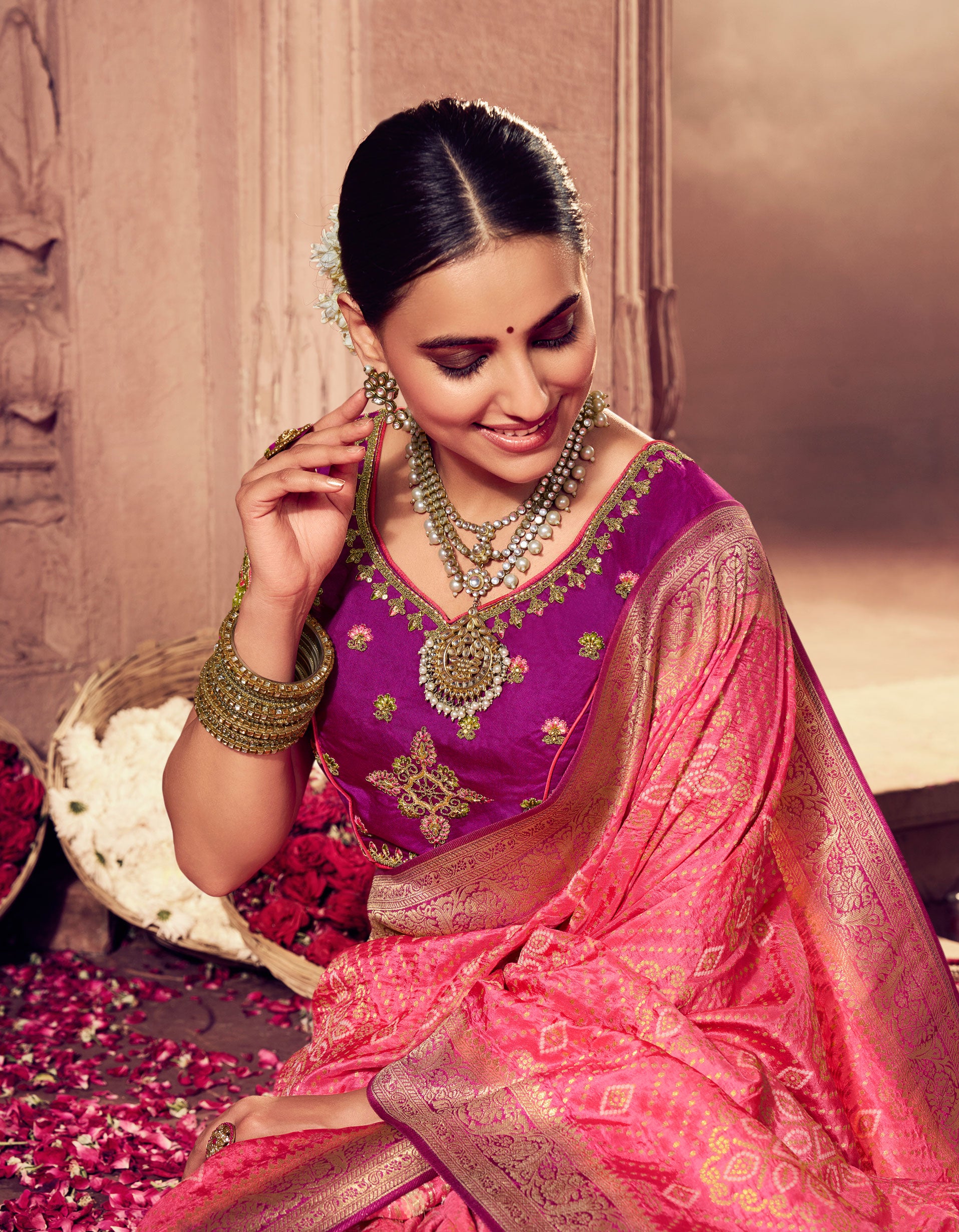 Manjadikuru Magic - Ruby Red Elegance Dolla Silk Saree