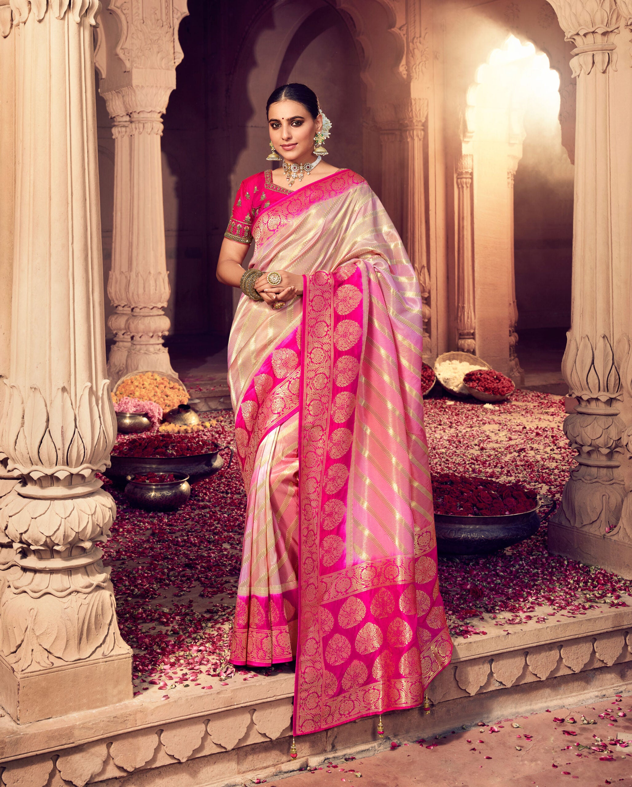 Poovu Poshini - Flower Adornment Dolla Silk Saree