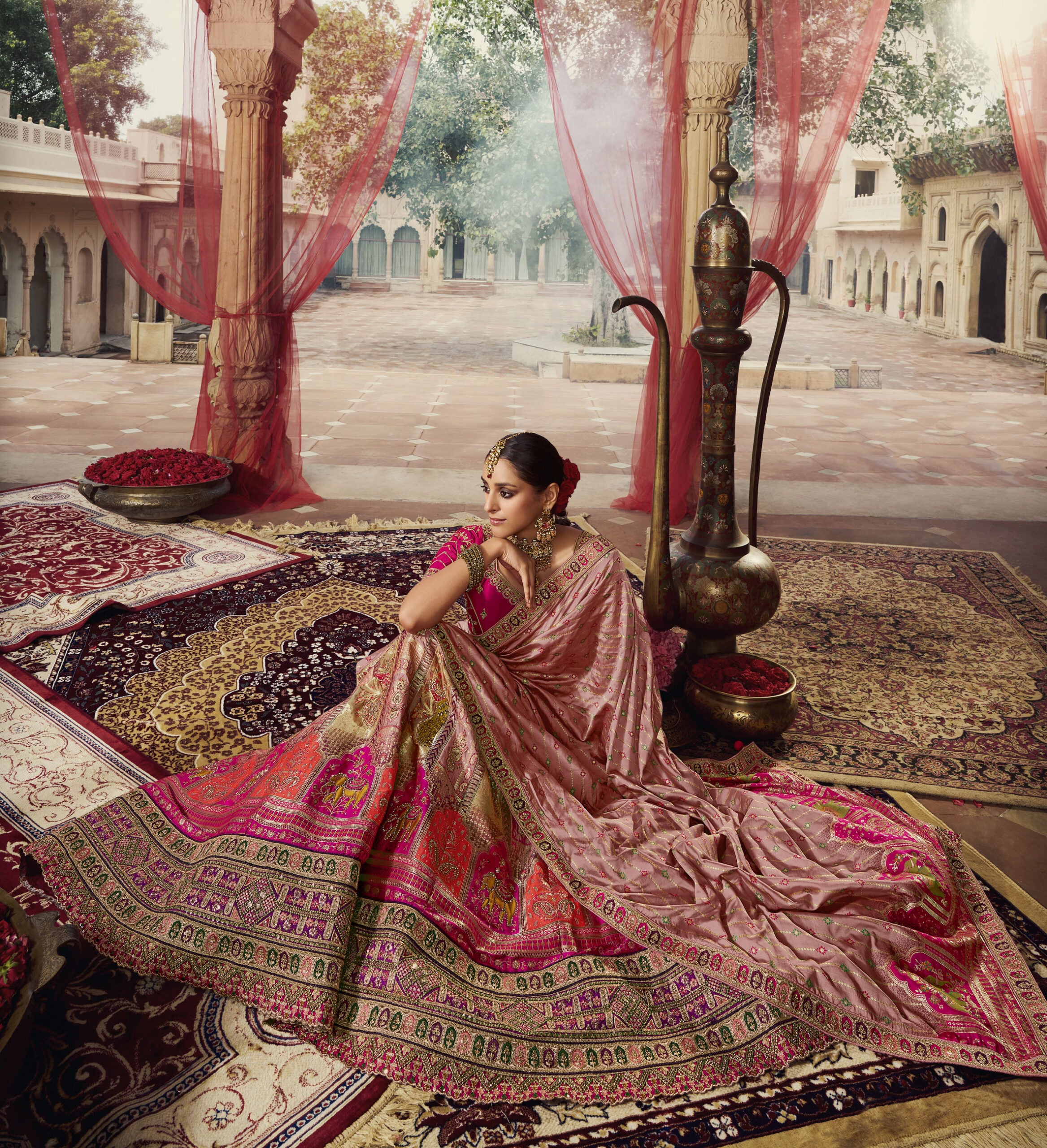 Padmini Palaces Peach Blossom Silk Lehengha Choli