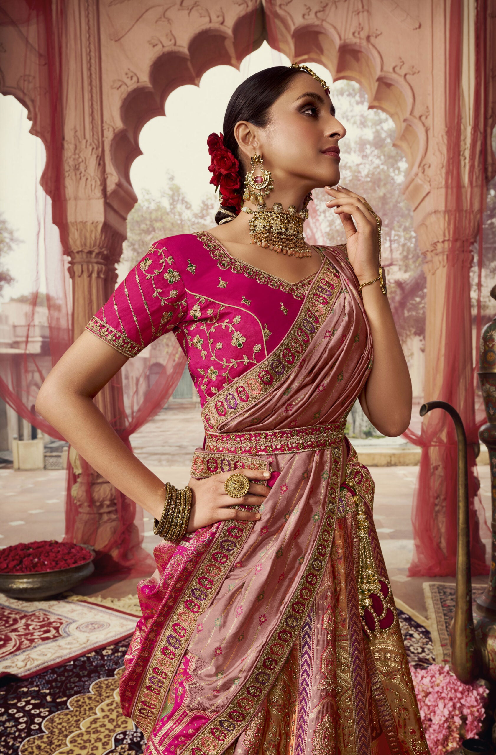Padmini Palaces Peach Blossom Silk Lehengha Choli