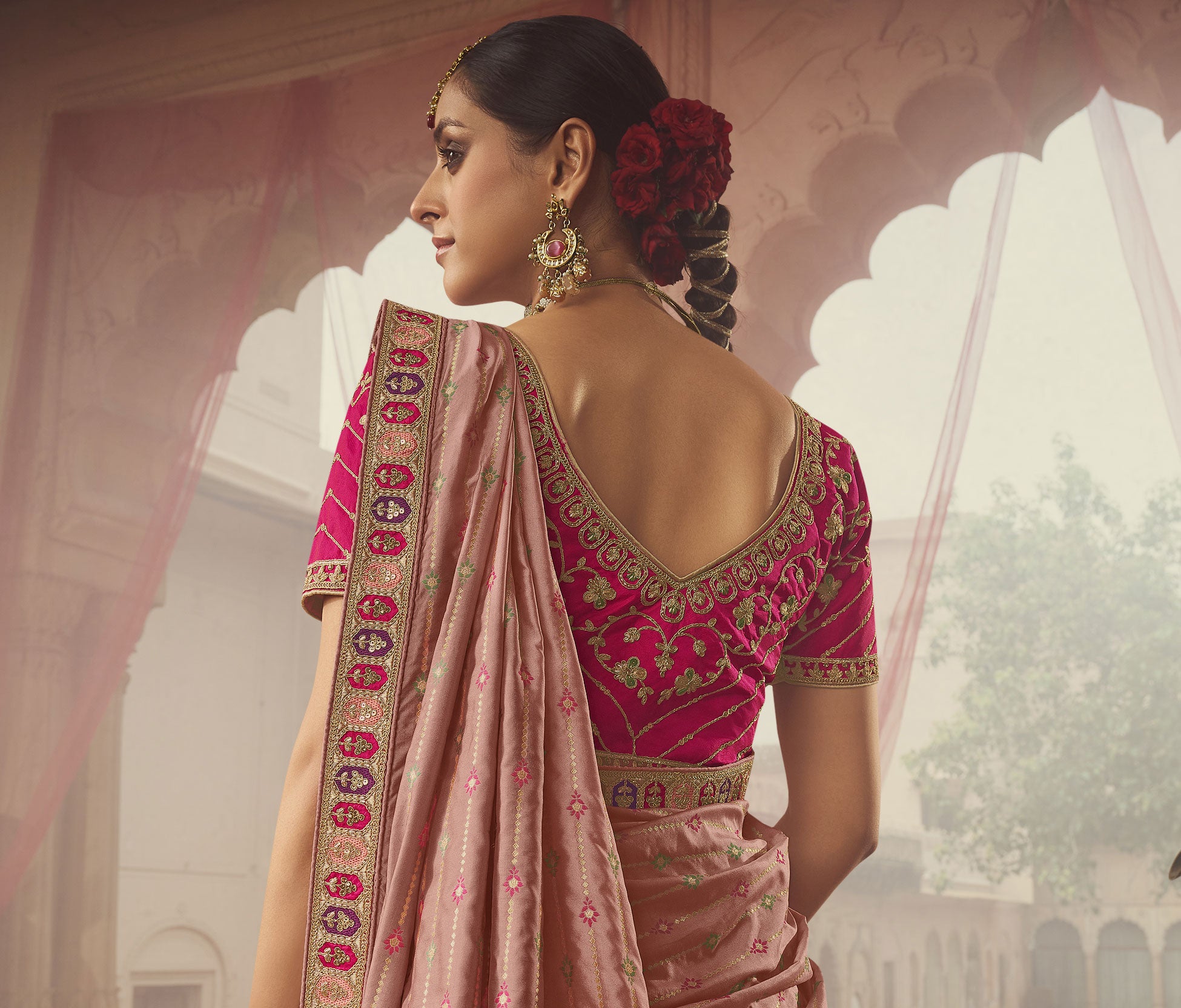 Padmini Palaces Peach Blossom Silk Lehengha Choli