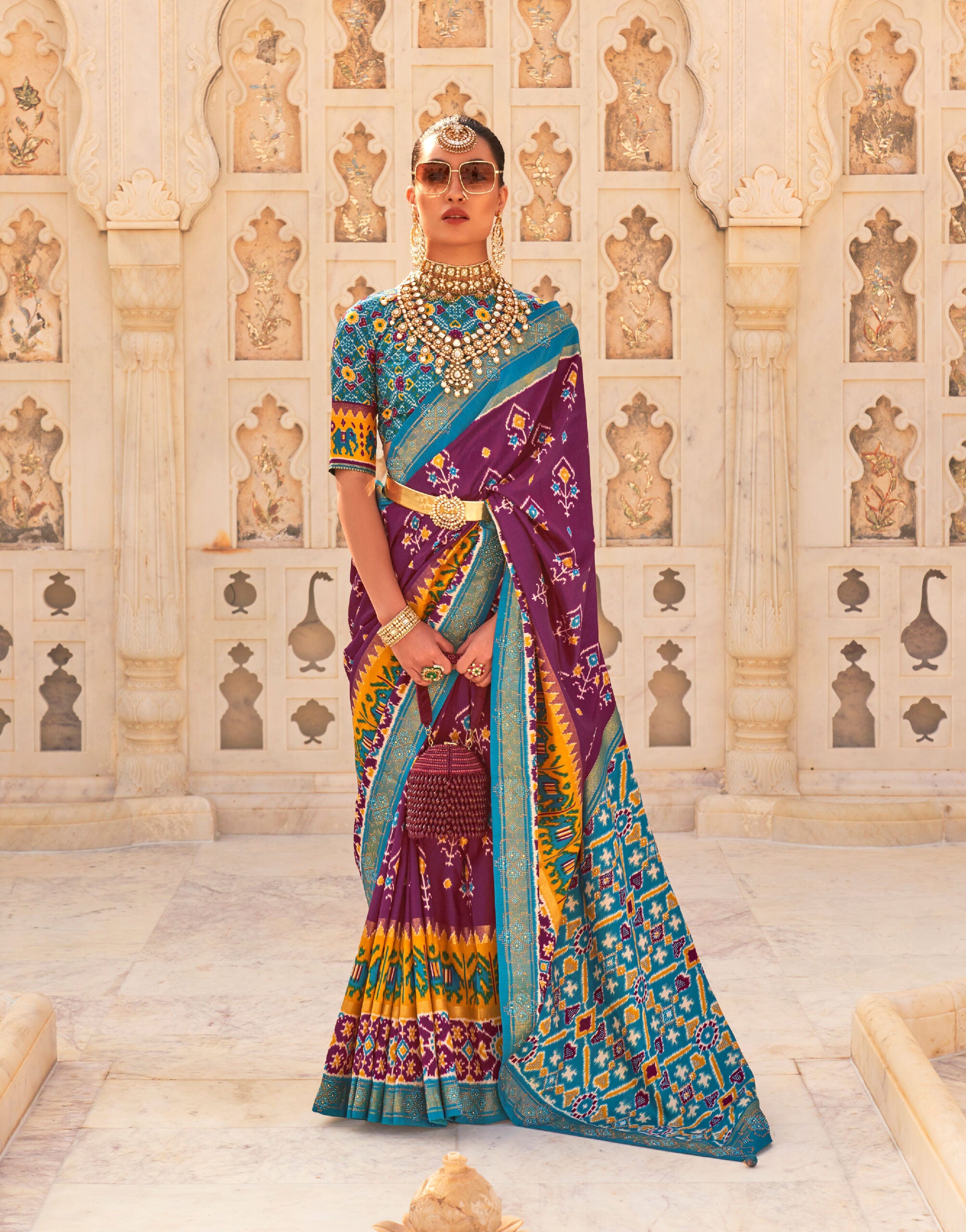 Violet Vishranti Patola Silk Tranquility Saree