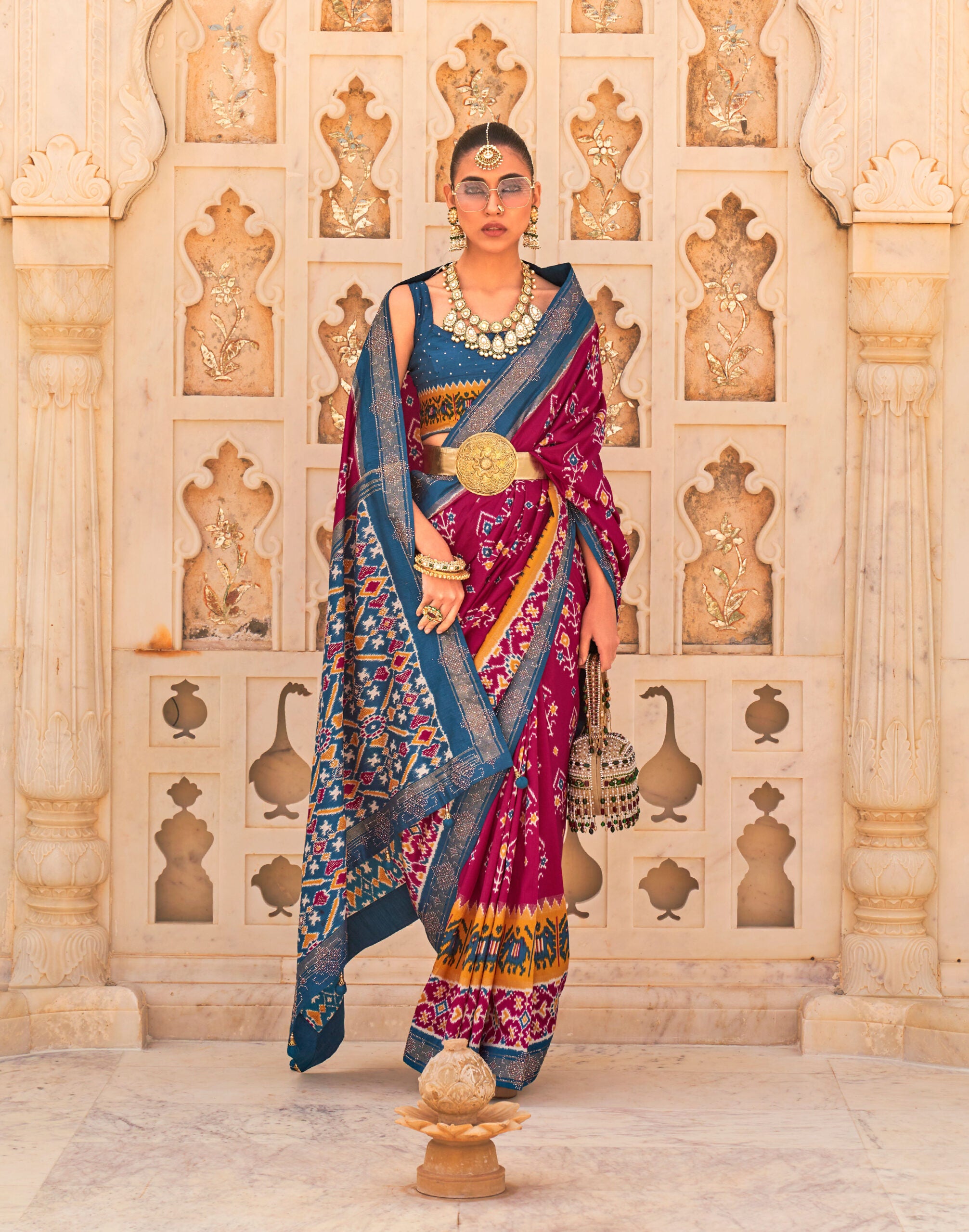 Vibhrajita Vishalakshi Patola Silk Radiant Pink Elegance Saree