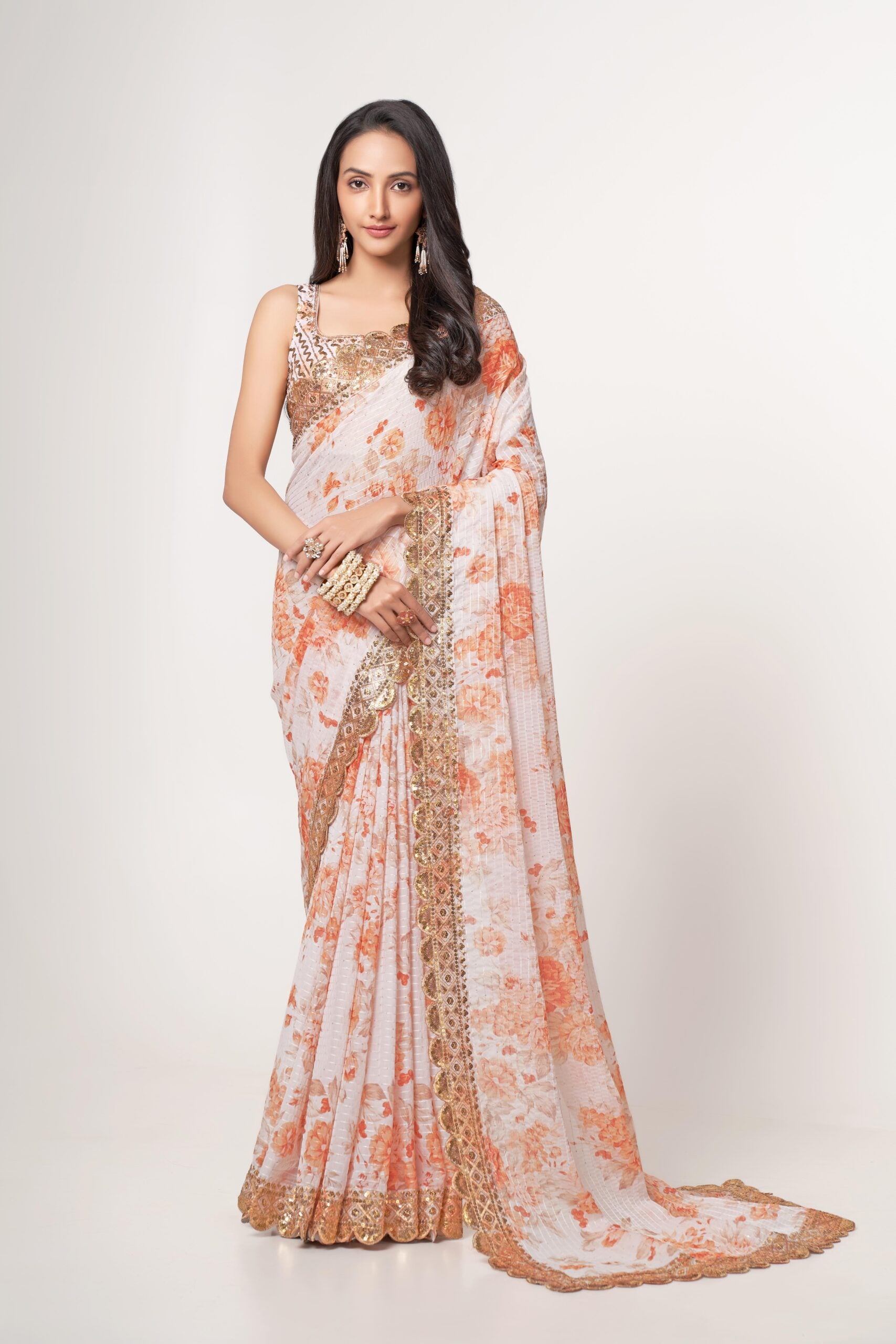 Ethereal Elegance Digital Print Oreganza Sequin Drape