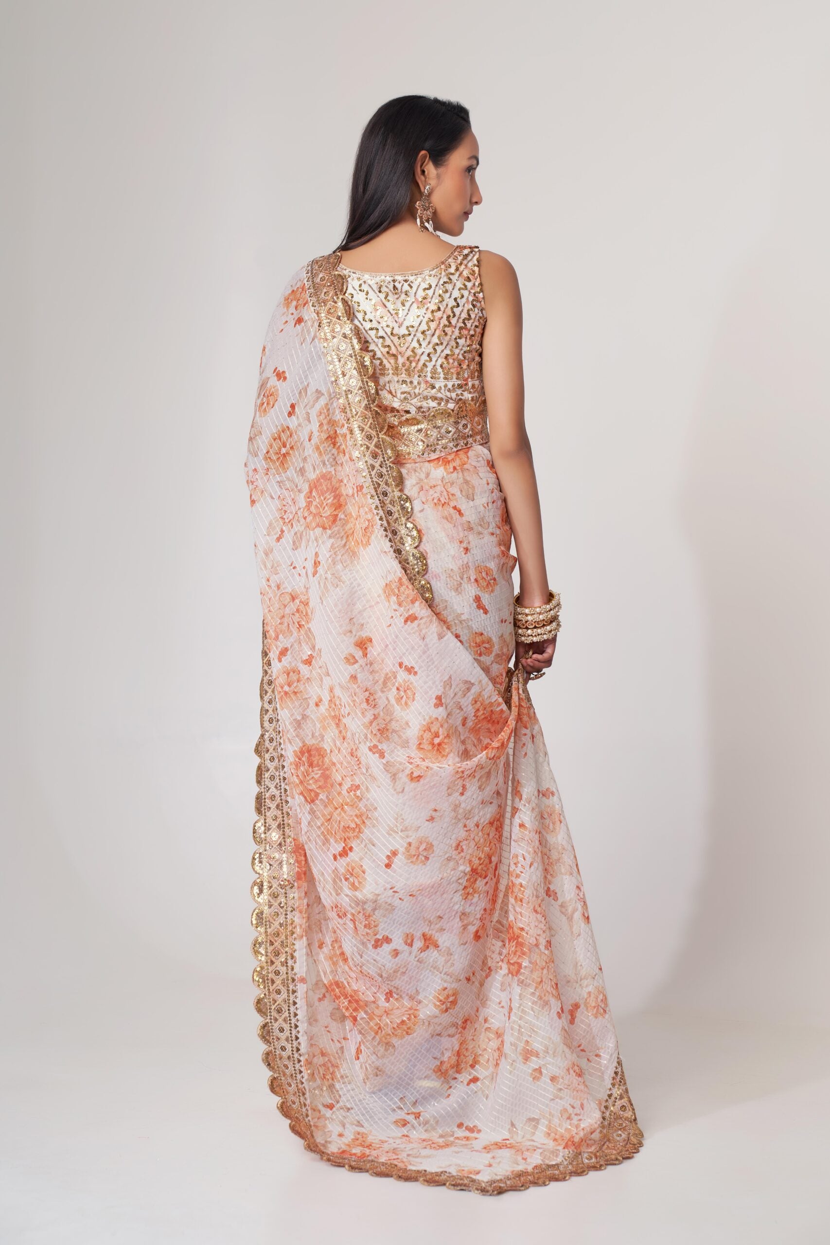 Ethereal Elegance Digital Print Oreganza Sequin Drape