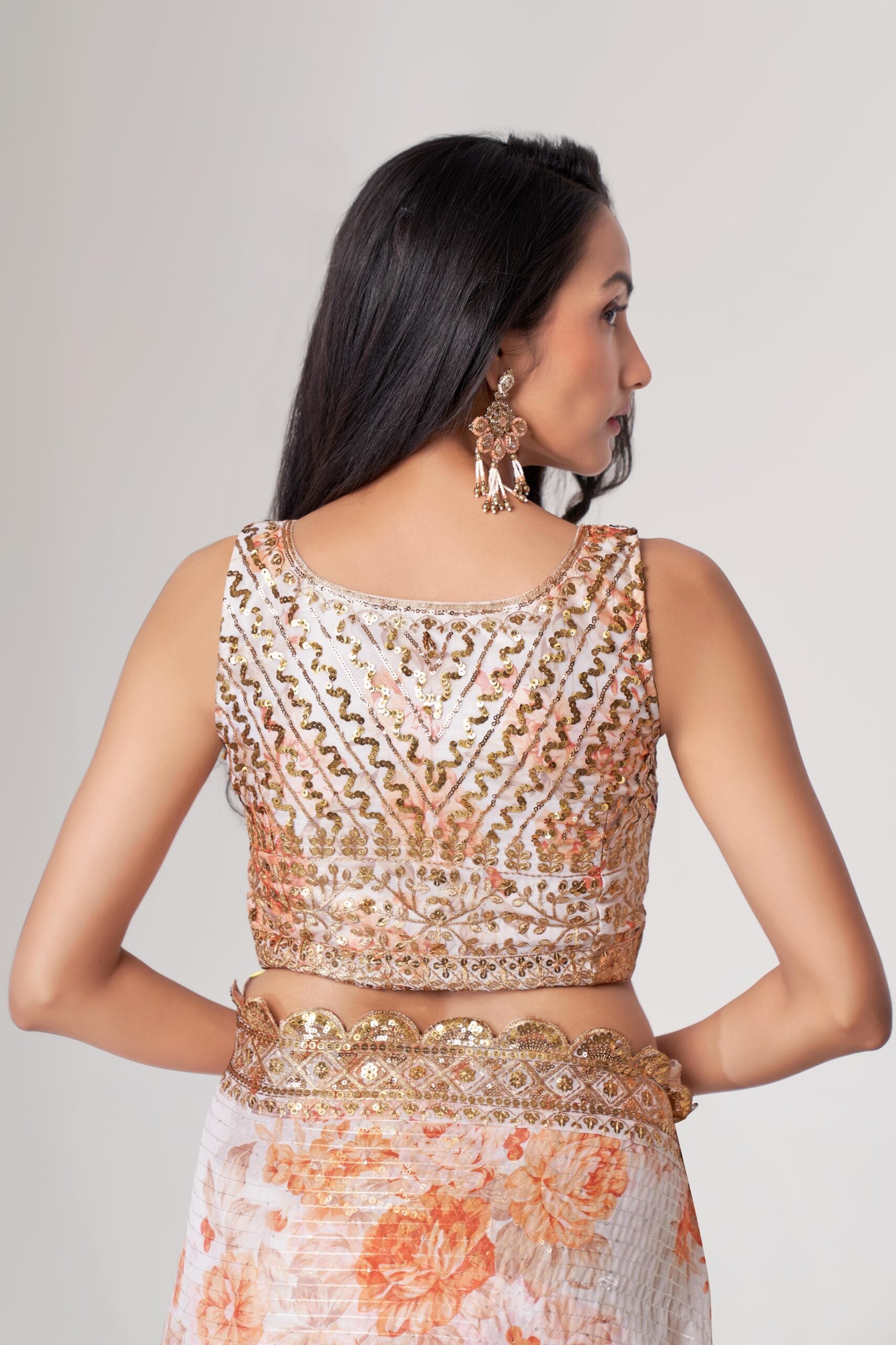 Ethereal Elegance Digital Print Oreganza Sequin Drape