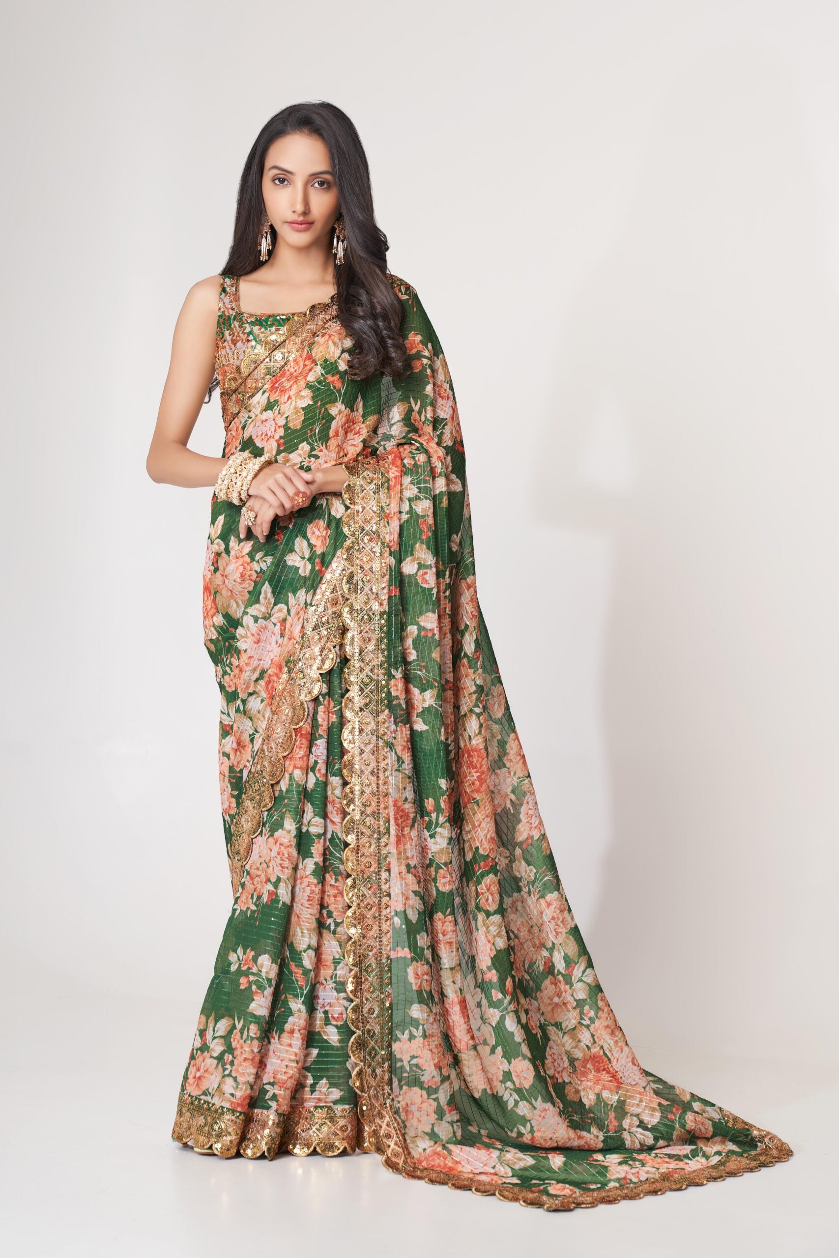 Minty Mirage Sequin Symphony Saree