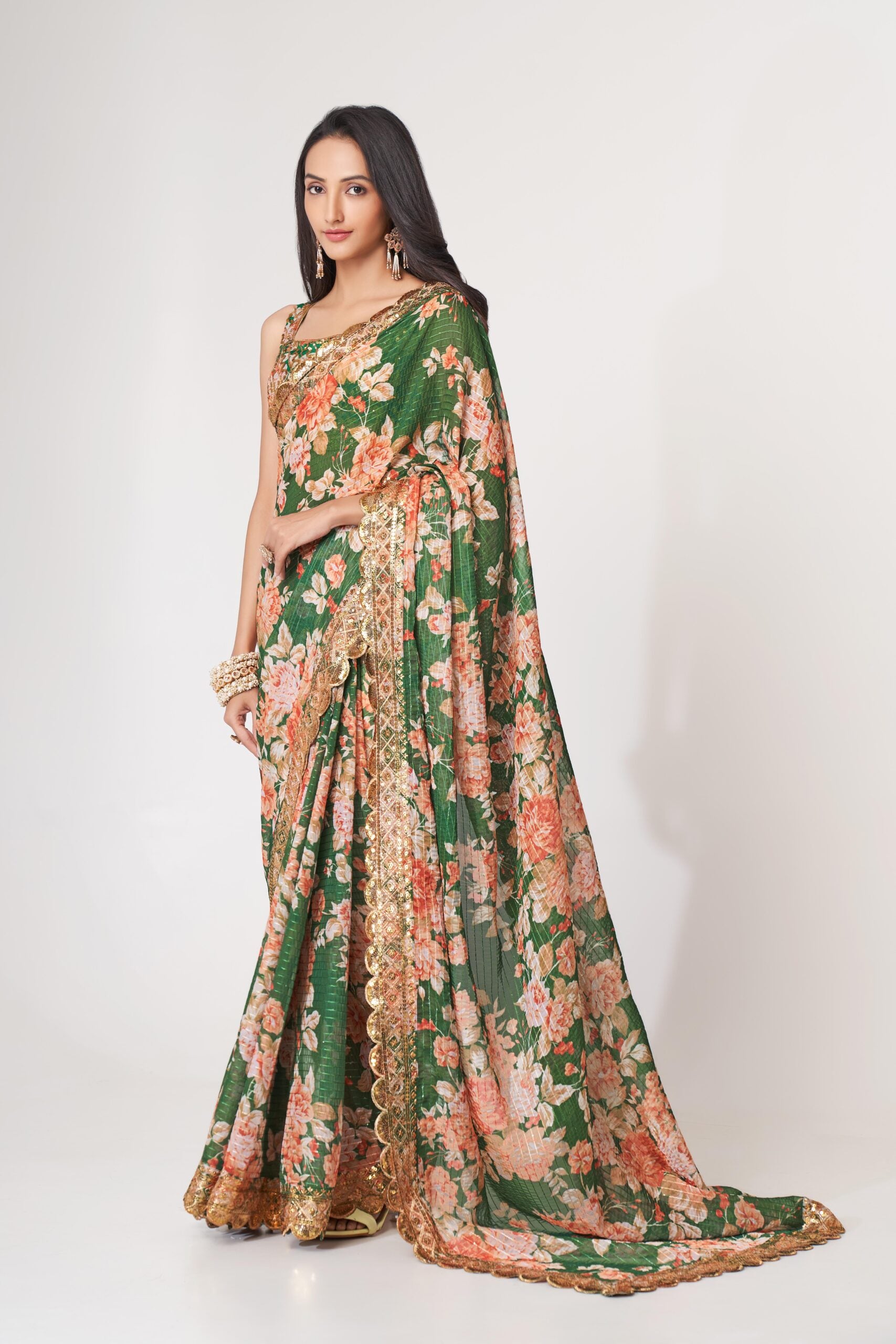 Minty Mirage Sequin Symphony Saree