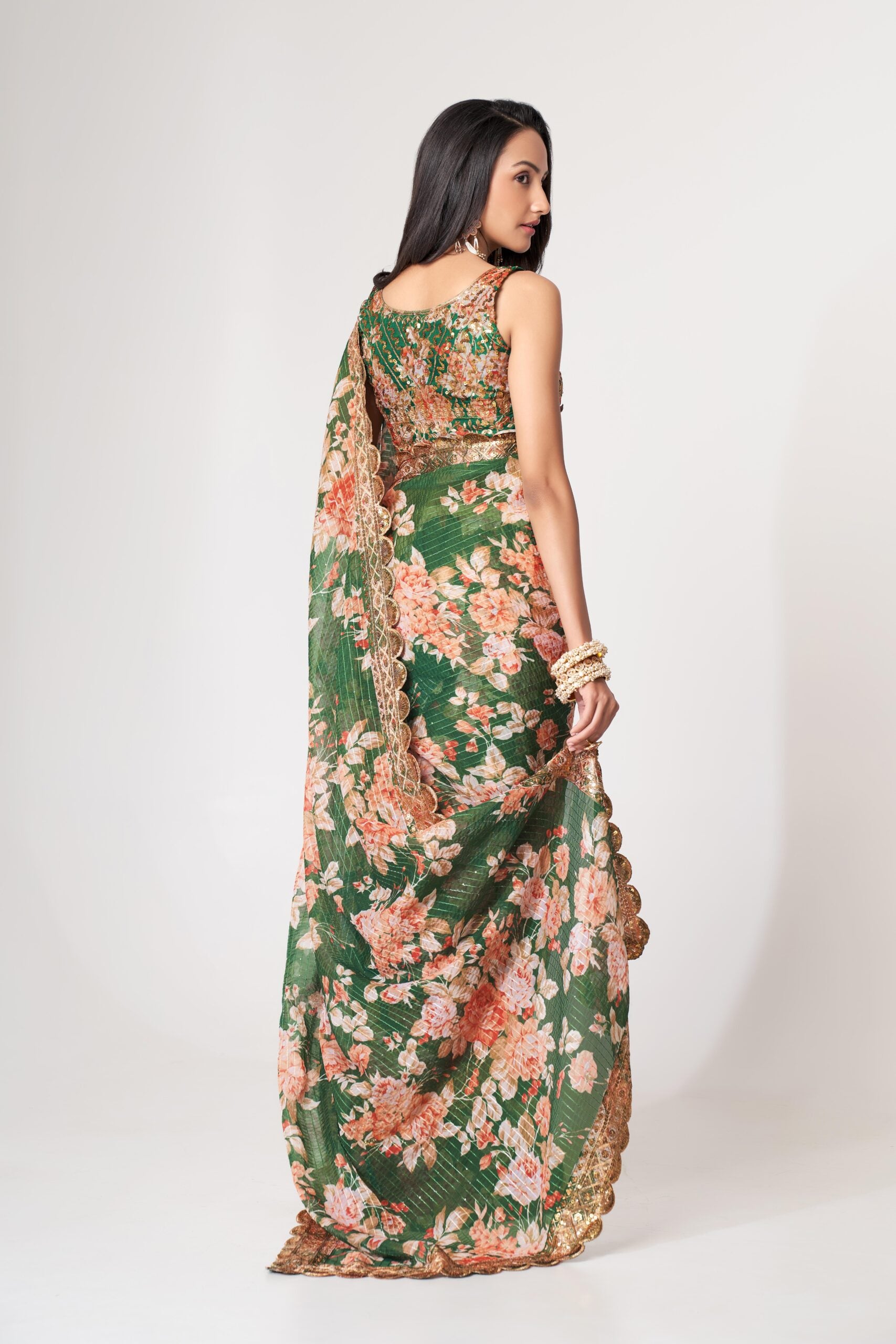 Minty Mirage Sequin Symphony Saree