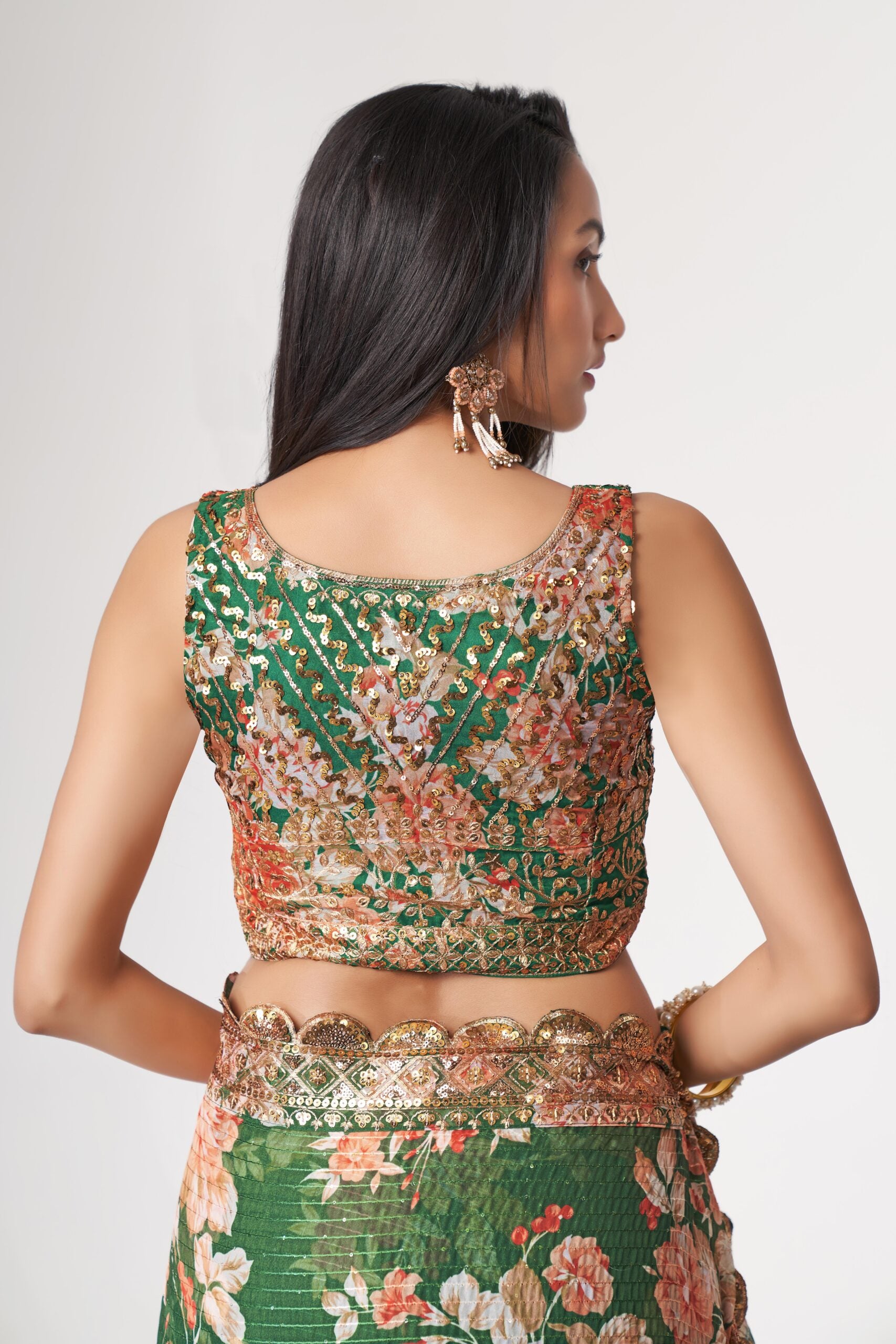 Minty Mirage Sequin Symphony Saree