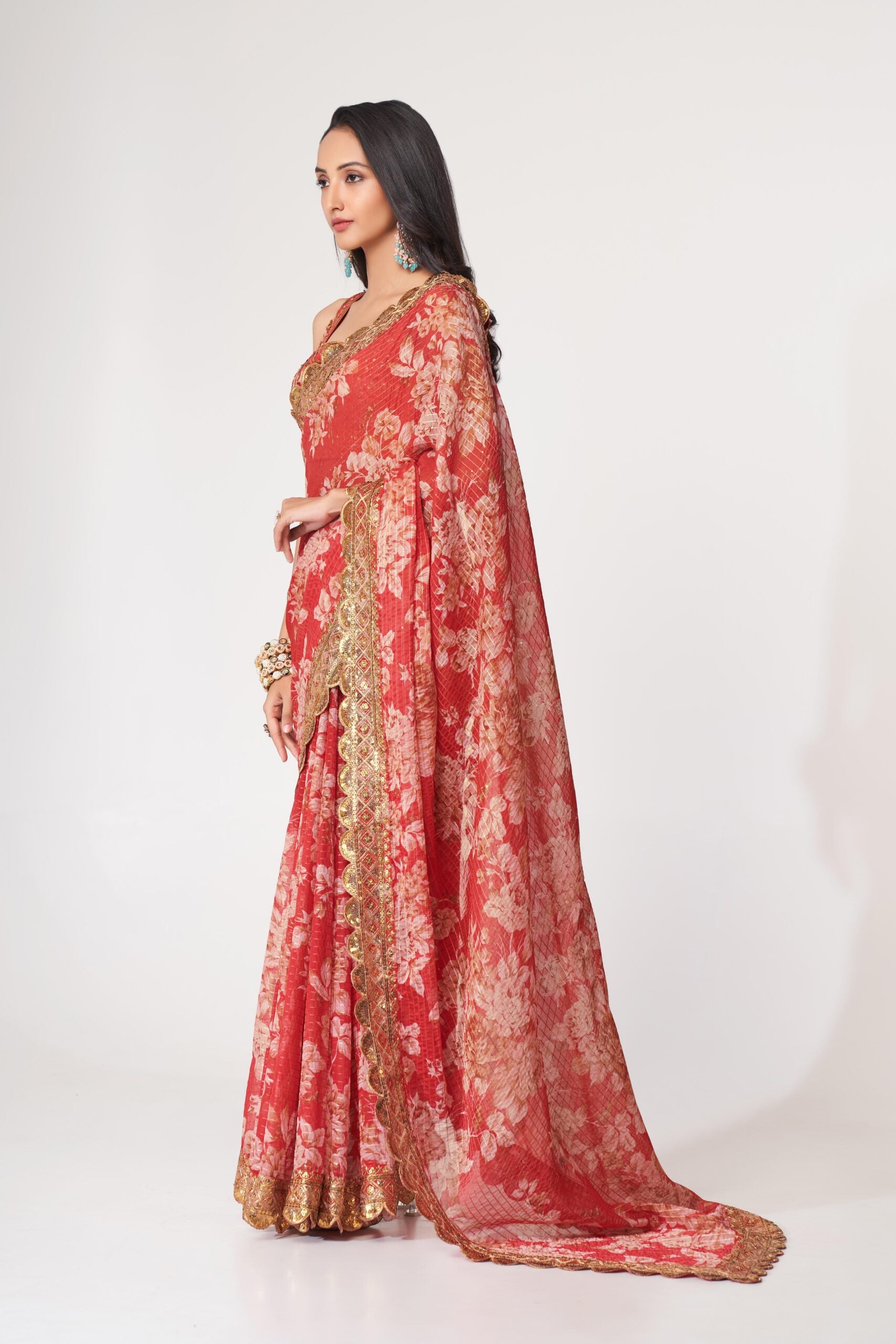 Ruby Rhapsody Organza Sparkle Saree