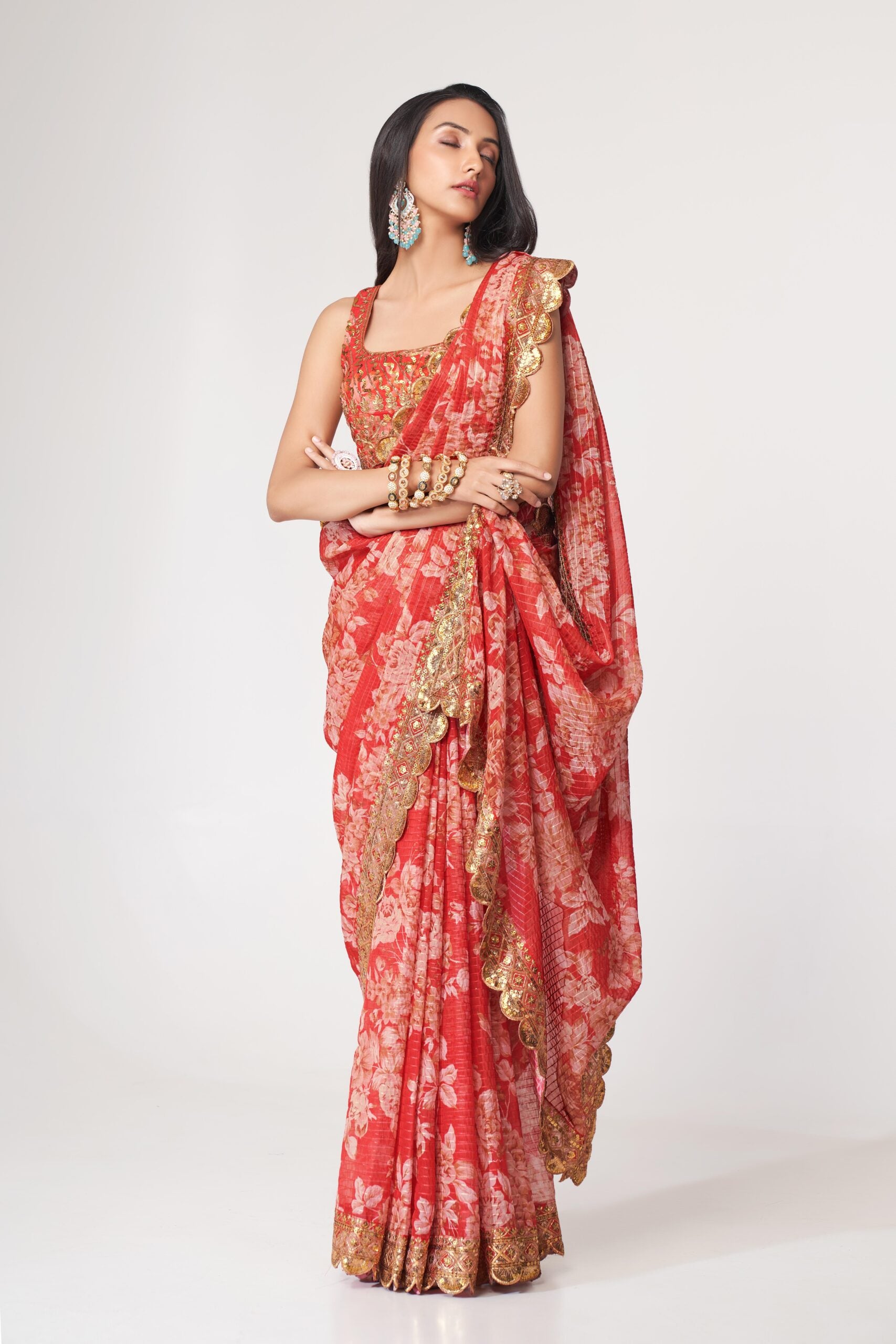 Ruby Rhapsody Organza Sparkle Saree