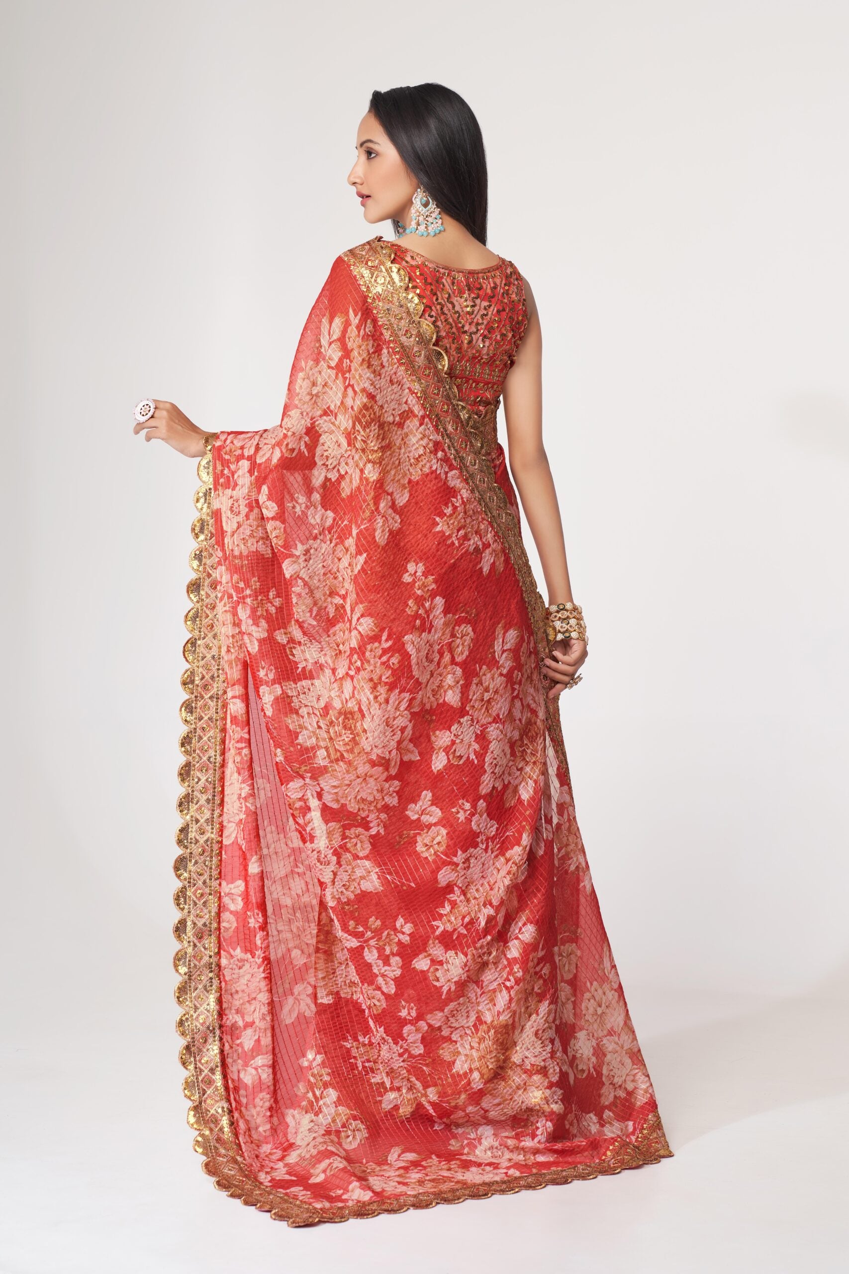 Ruby Rhapsody Organza Sparkle Saree