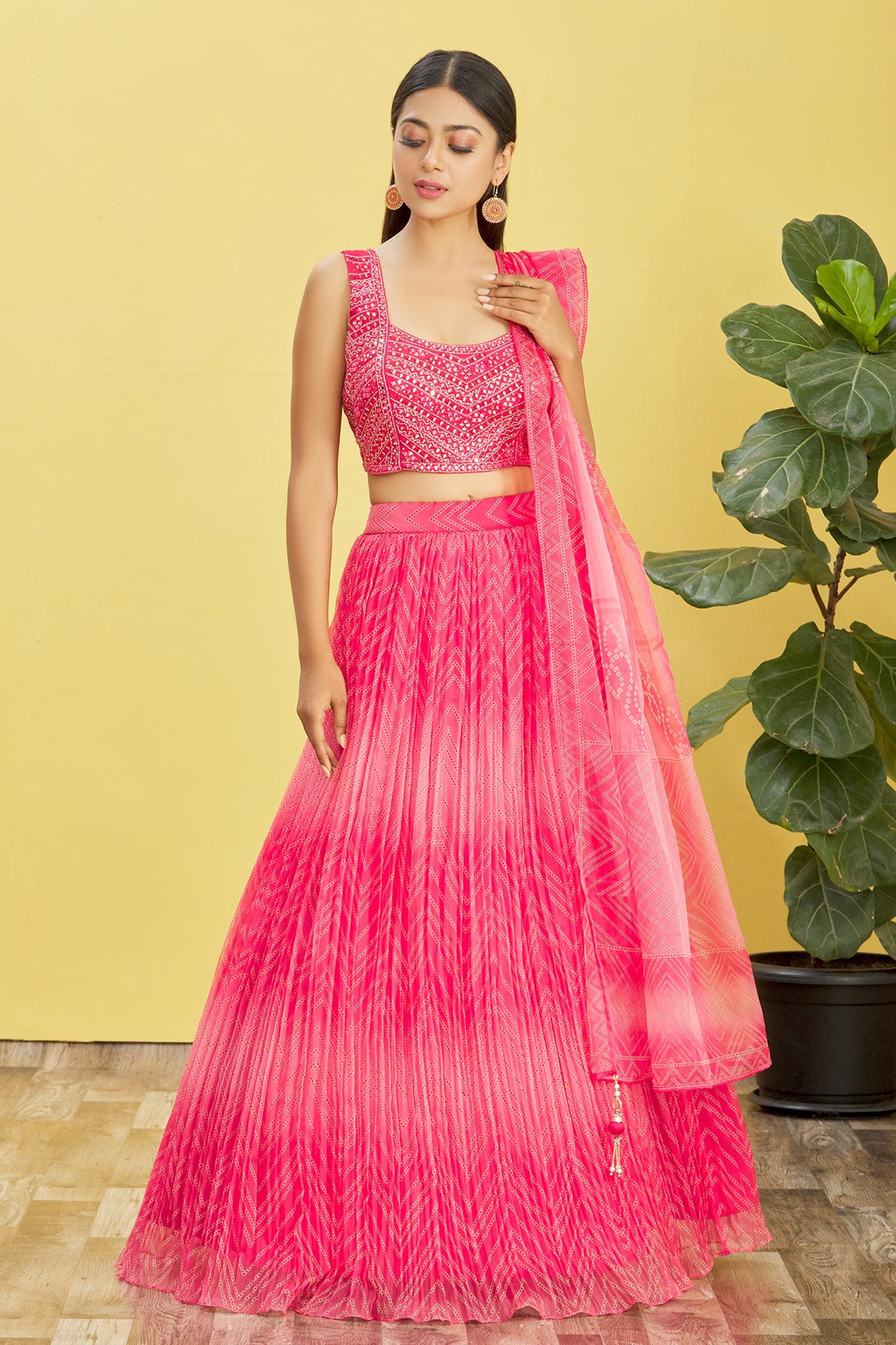 Niharika's Nirmala Organza Floral  Intricate Thread Lehengha Choli