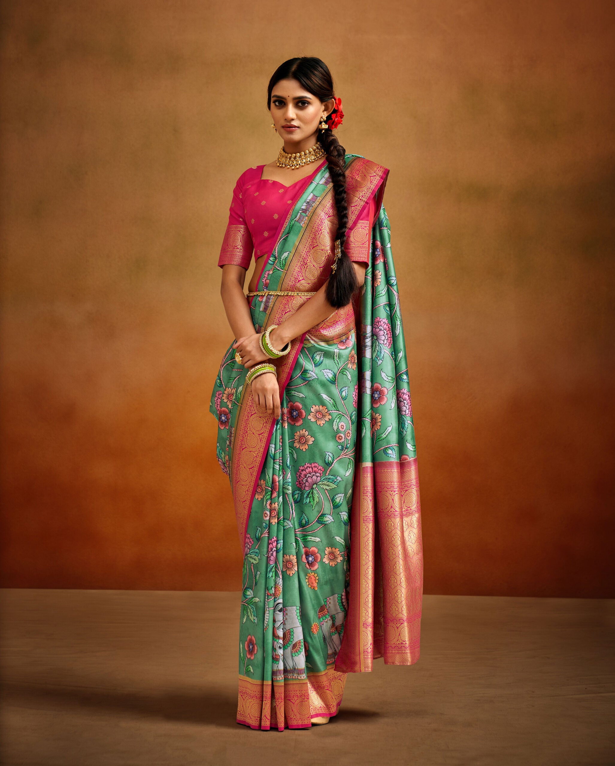 Rangoli Raas Kalamkari Banarasi Silk sarees