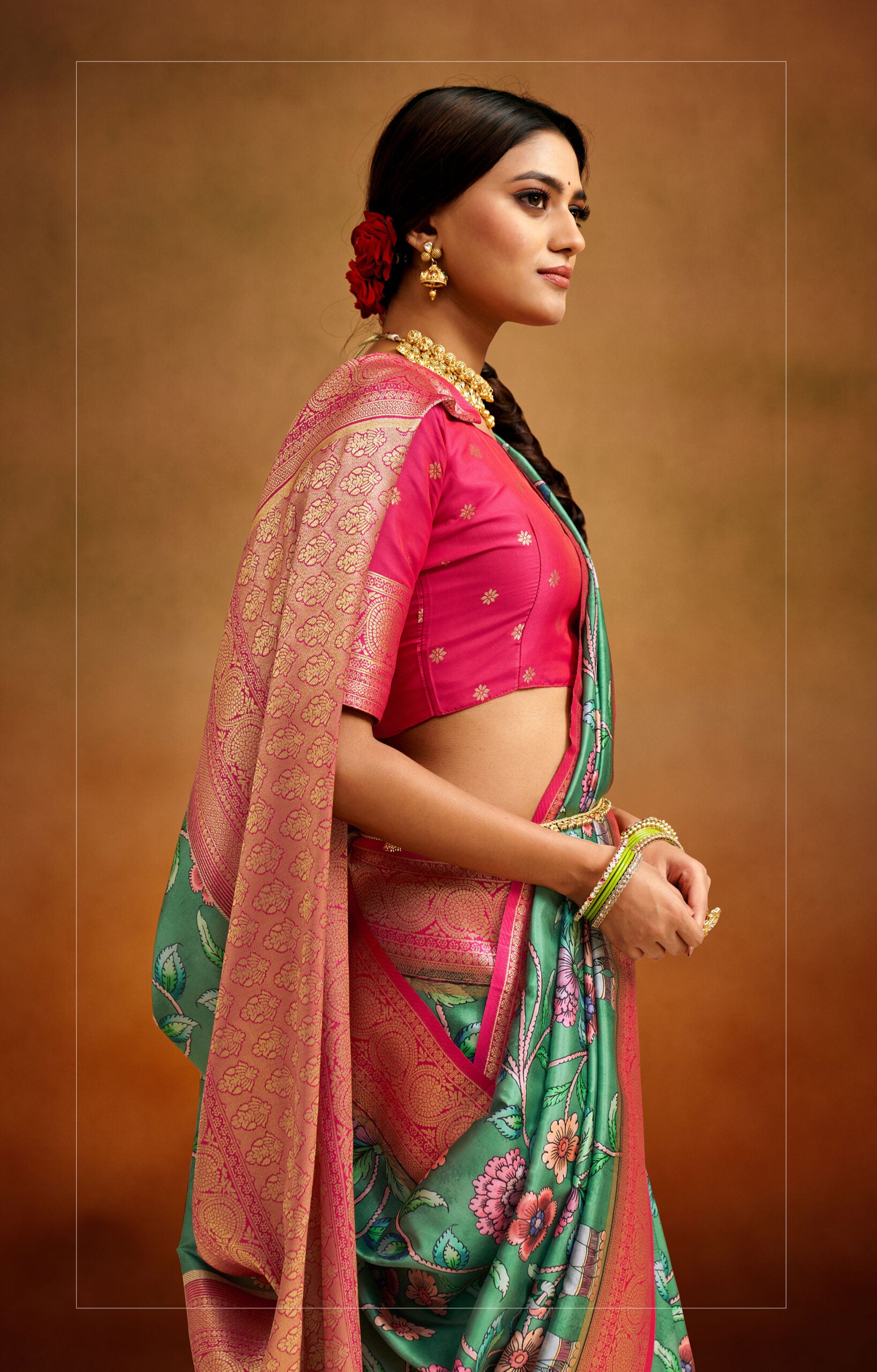 Rangoli Raas Kalamkari Banarasi Silk sarees