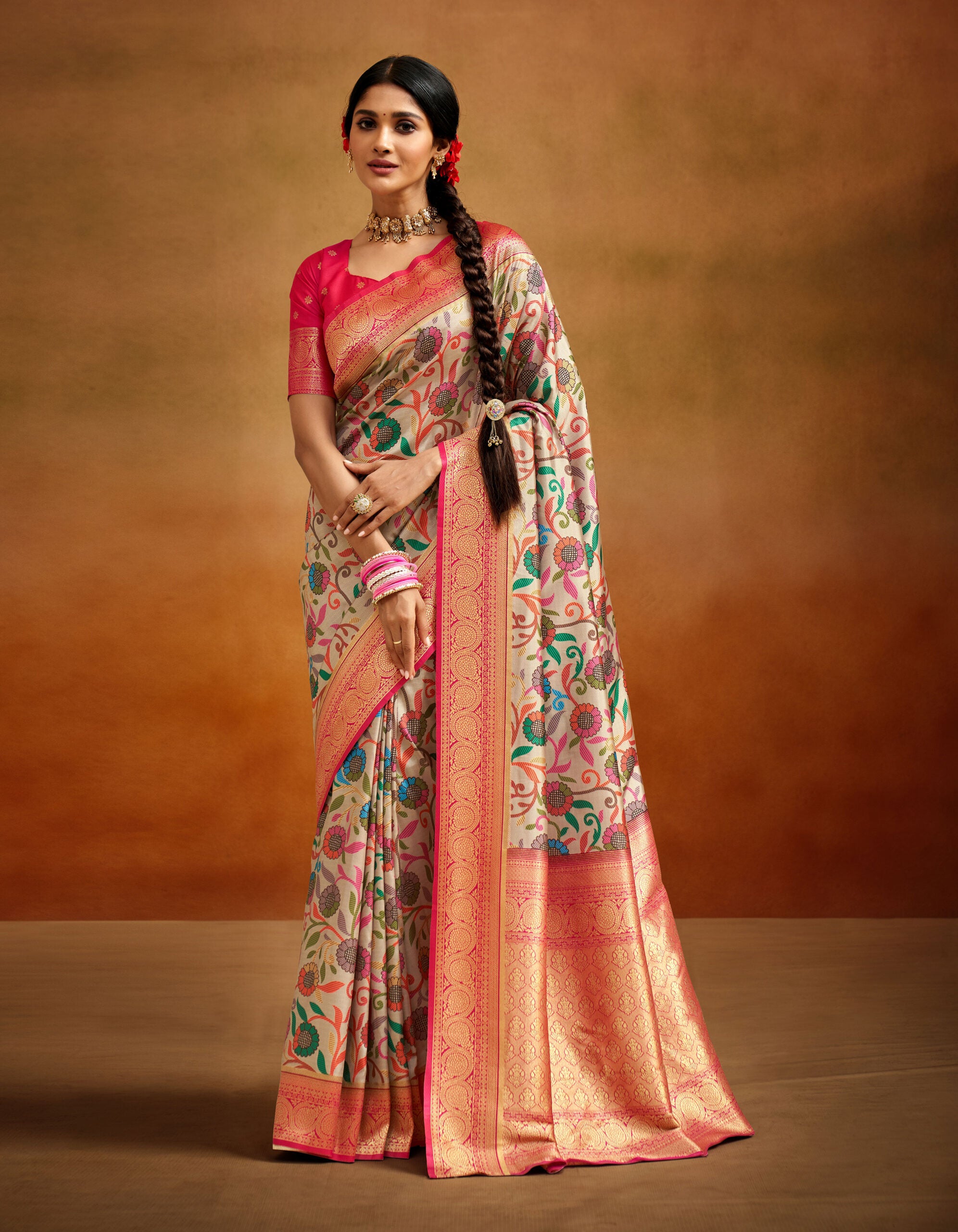 Mithila Magic Kalamkari Banarasi Silk sarees