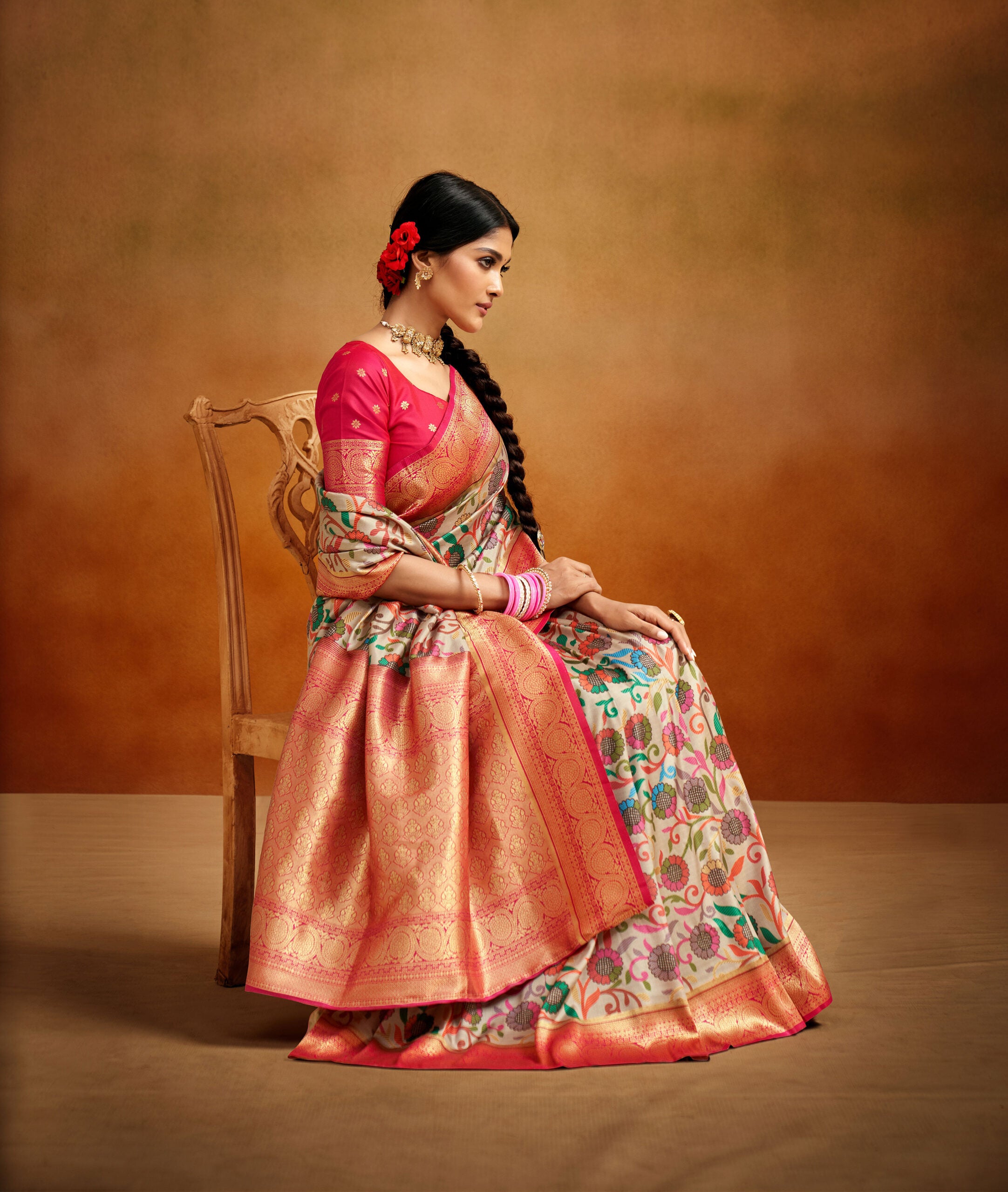 Mithila Magic Kalamkari Banarasi Silk sarees