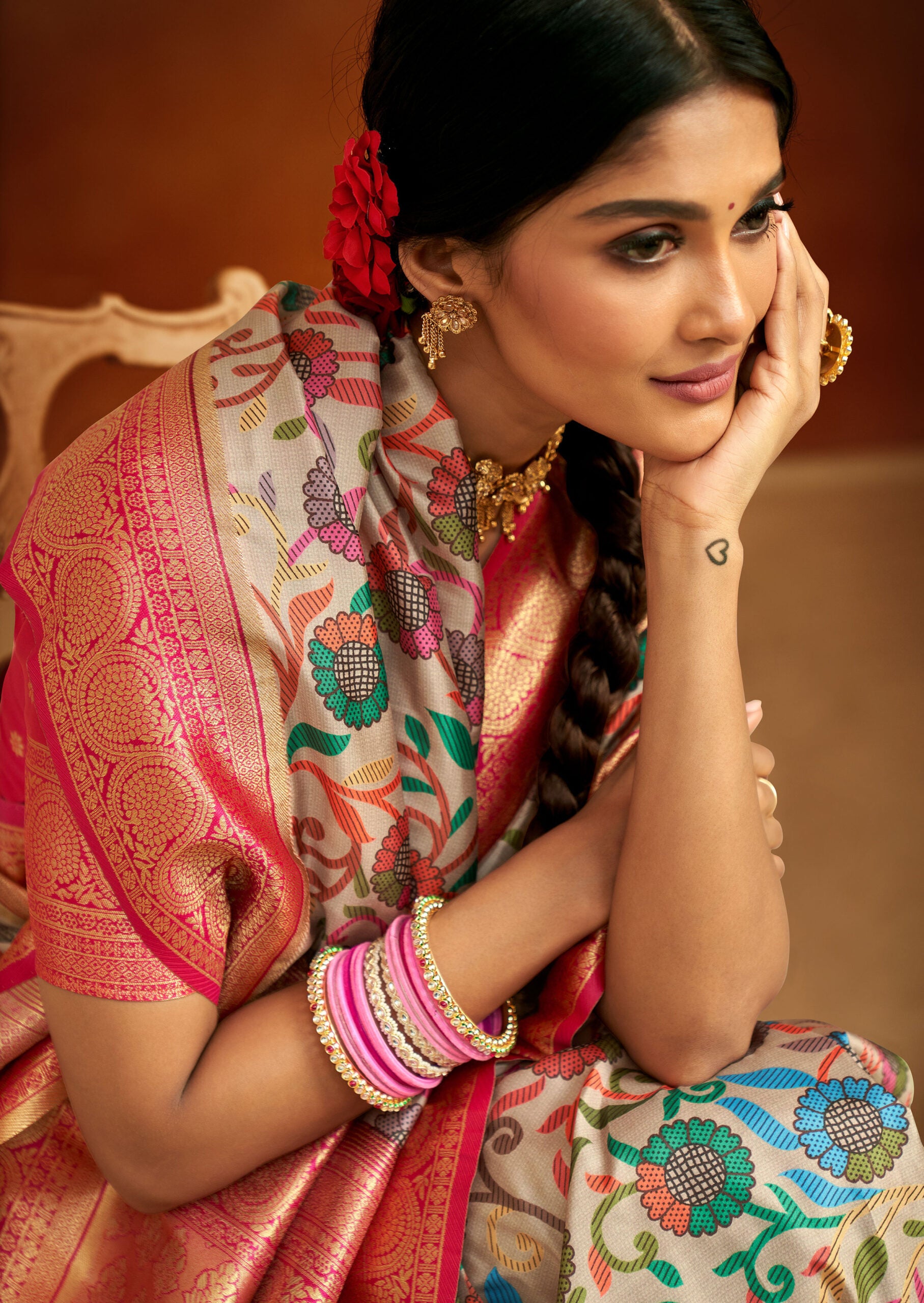 Mithila Magic Kalamkari Banarasi Silk sarees