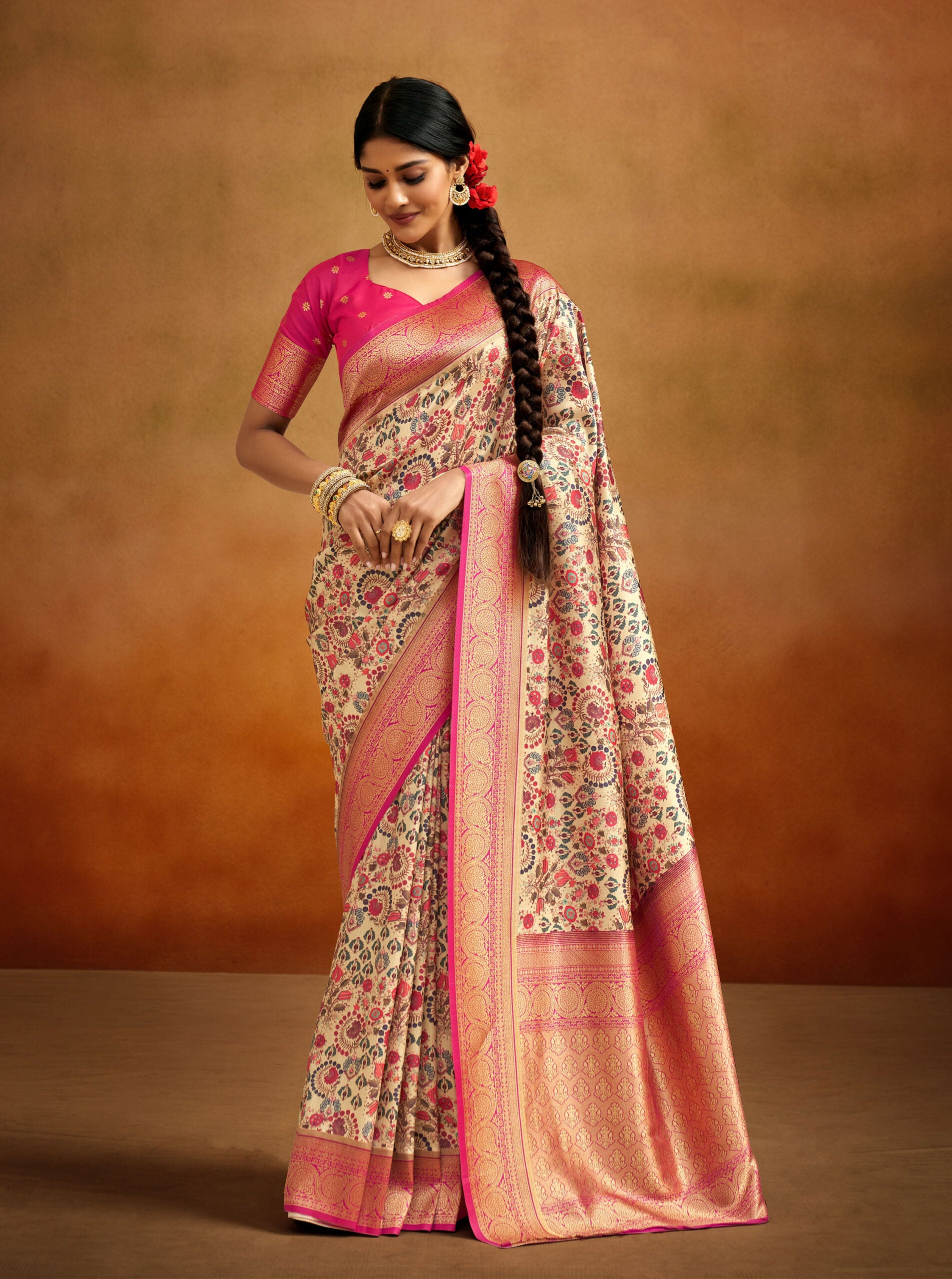 Saanjh Samvedana Kalamkari Banarasi Silk sarees