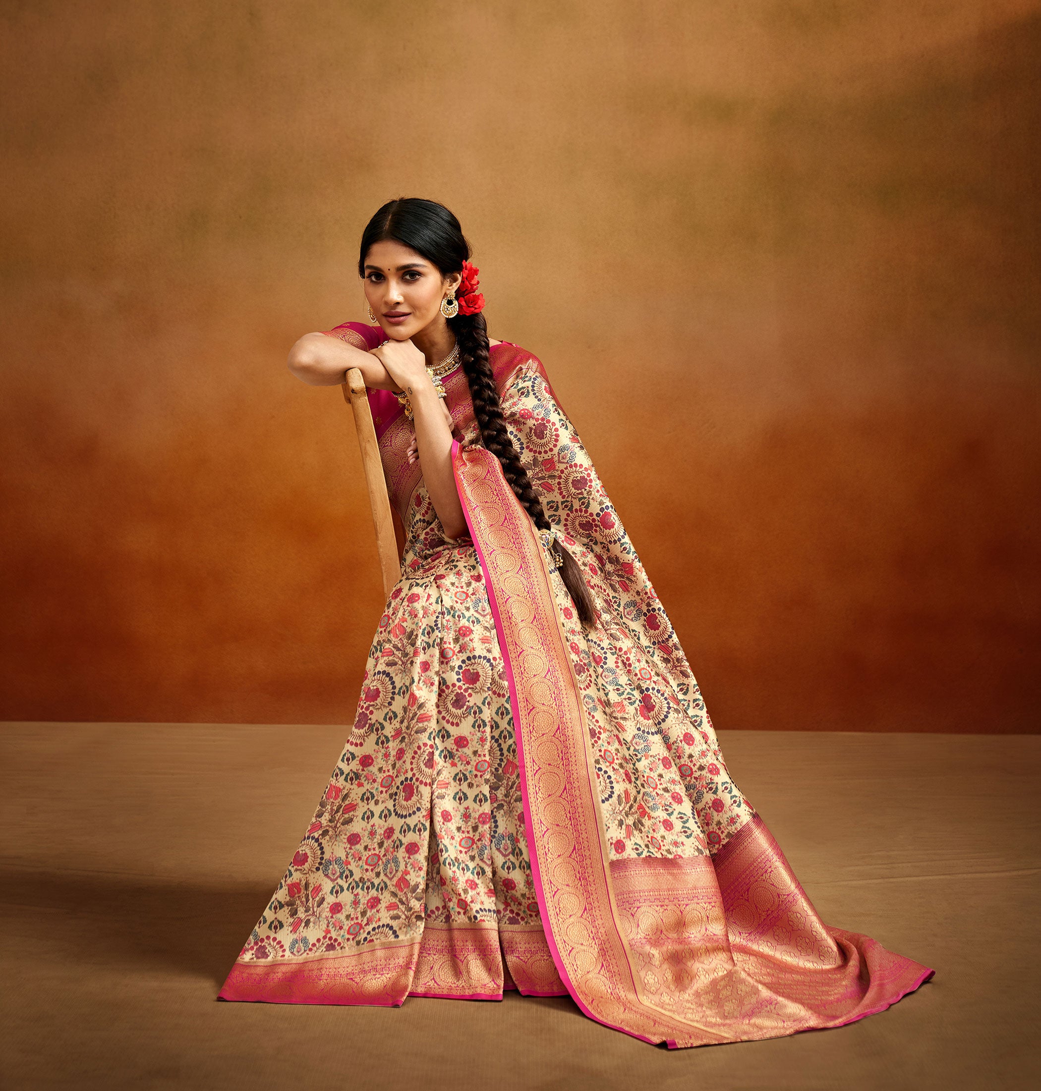 Saanjh Samvedana Kalamkari Banarasi Silk sarees