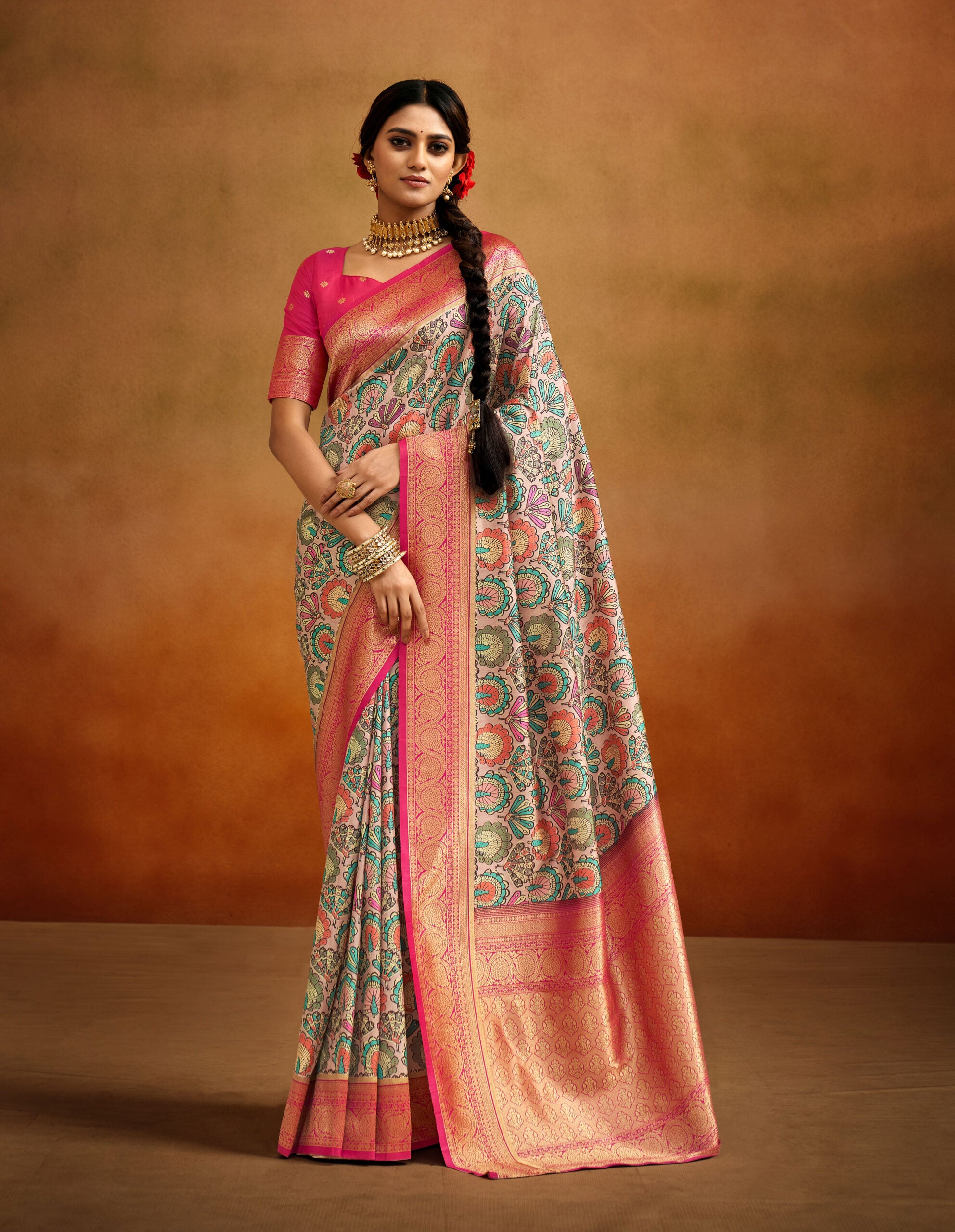 Varnan Vibes Kalamkari Banarasi Silk sarees