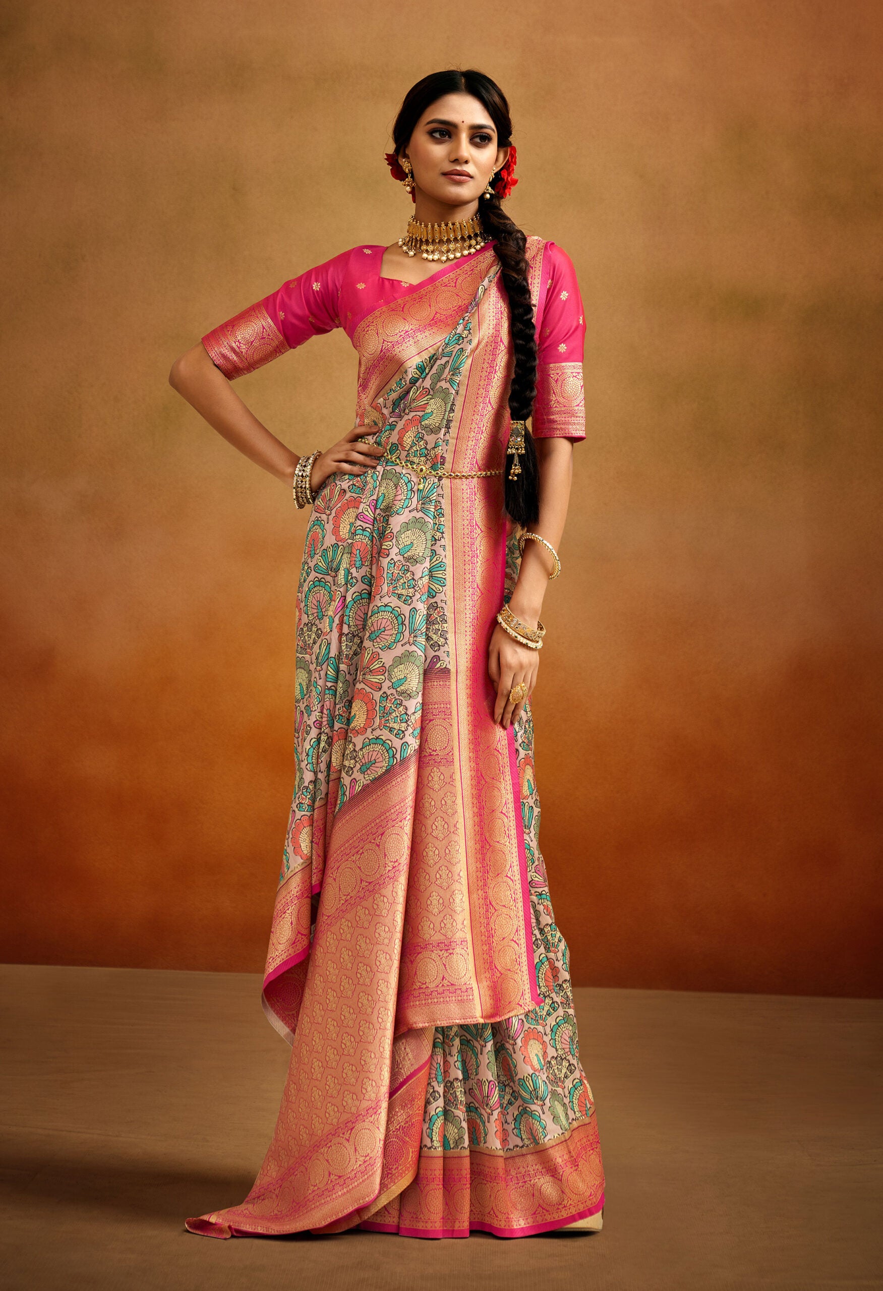 Varnan Vibes Kalamkari Banarasi Silk sarees