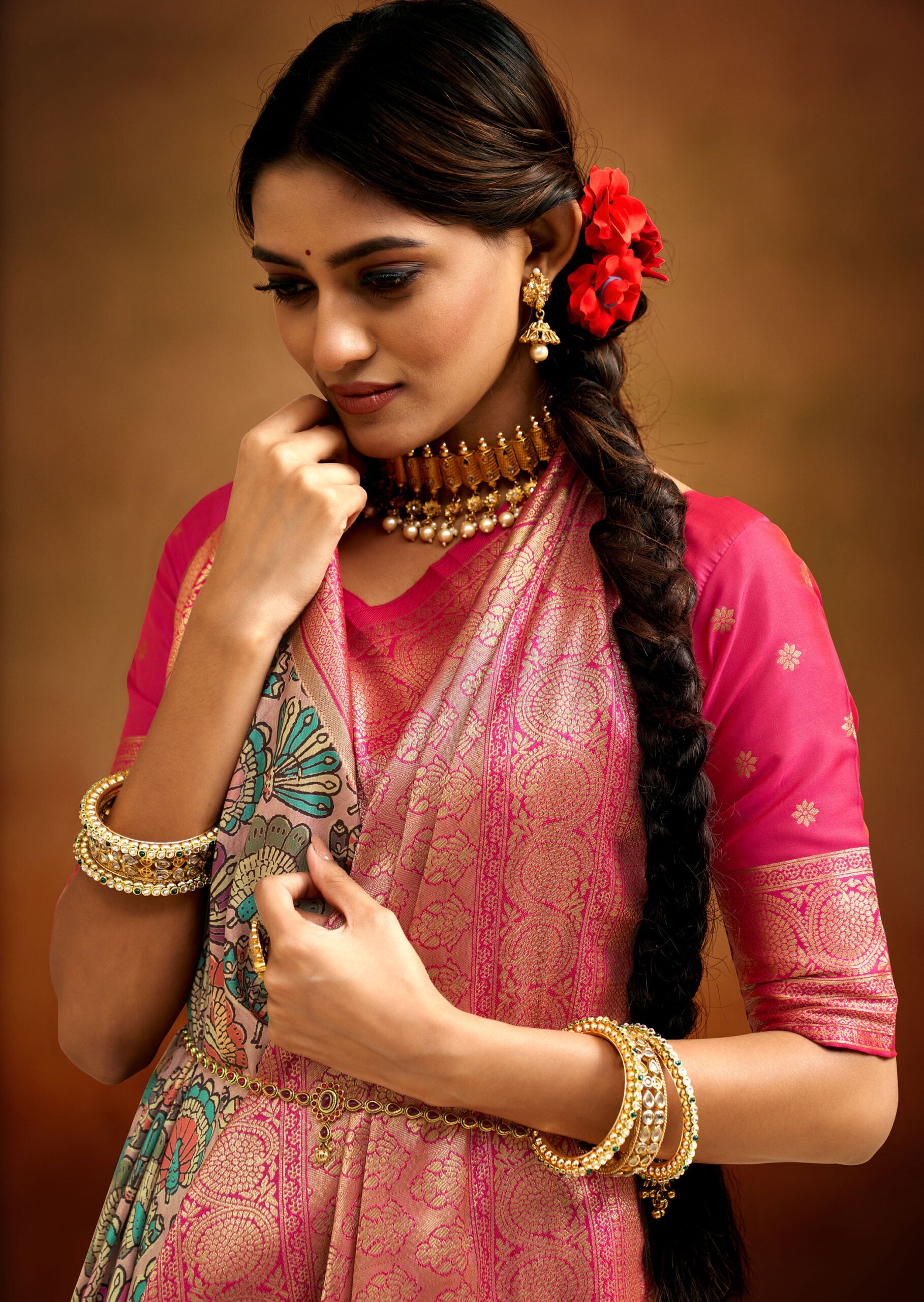 Varnan Vibes Kalamkari Banarasi Silk sarees