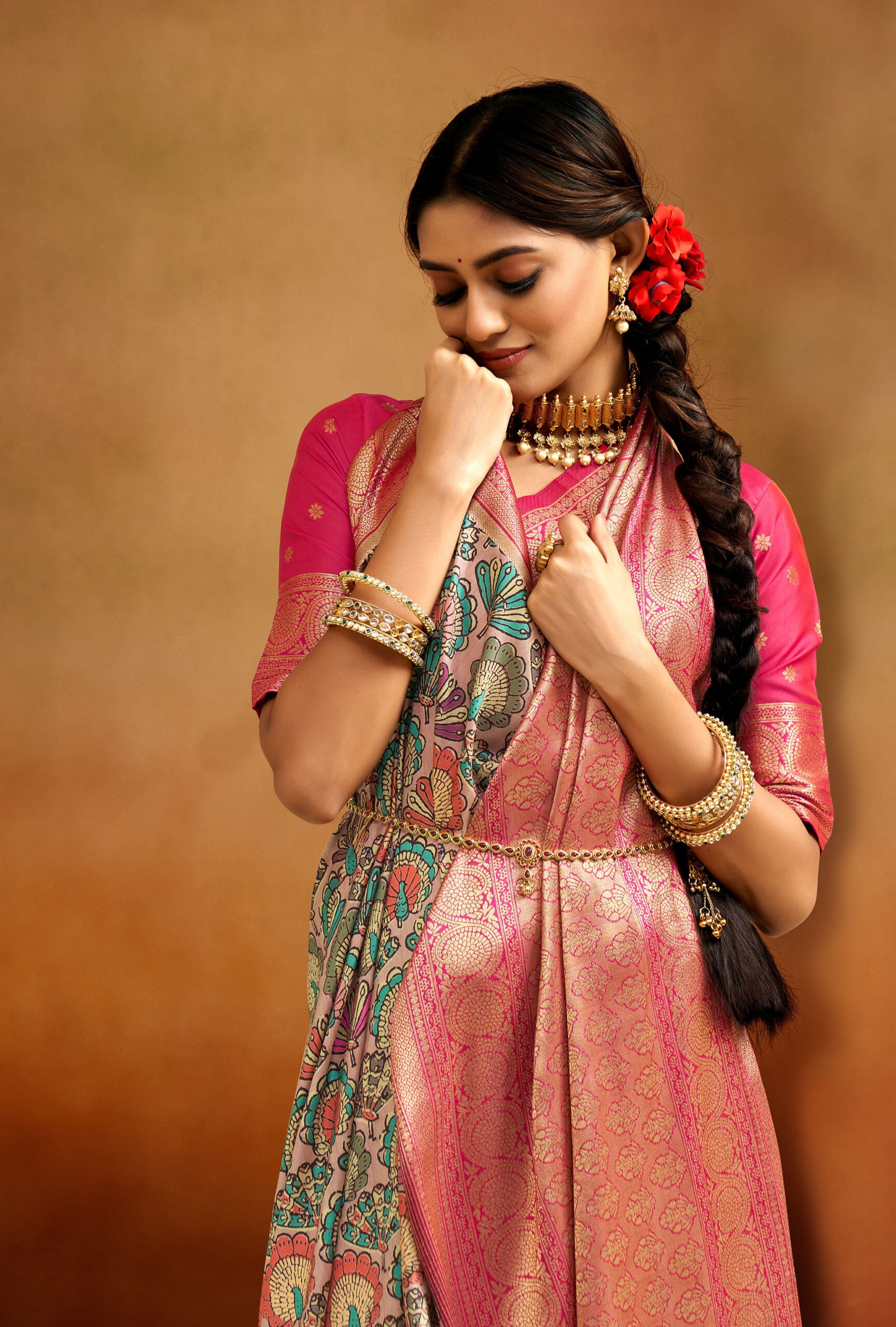 Varnan Vibes Kalamkari Banarasi Silk sarees