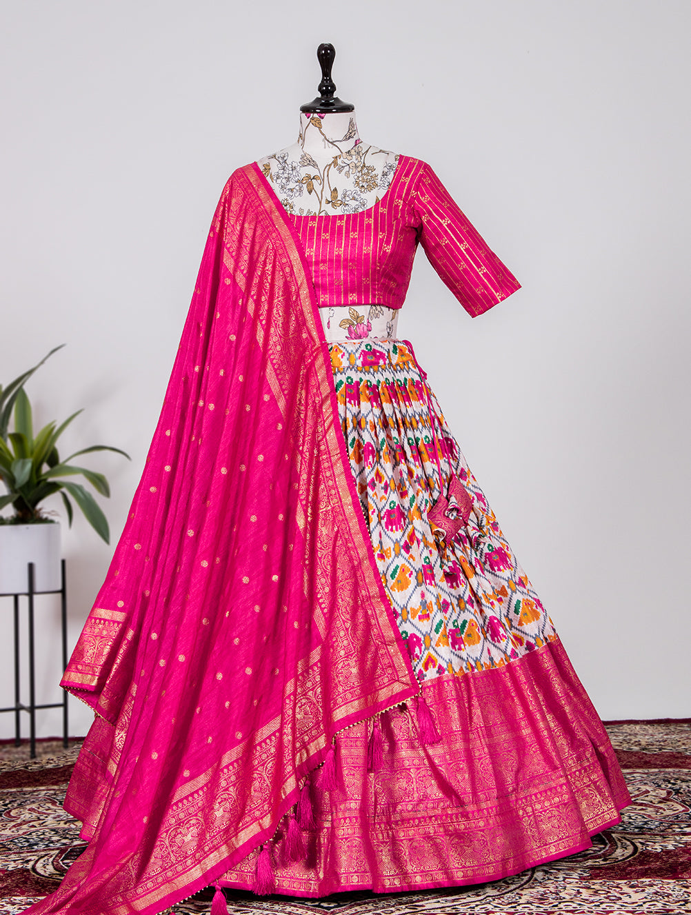 Madhuvan Mithaas Sweet Pink Delight Foil Print Lehenga Choli in Pure Dola Silk