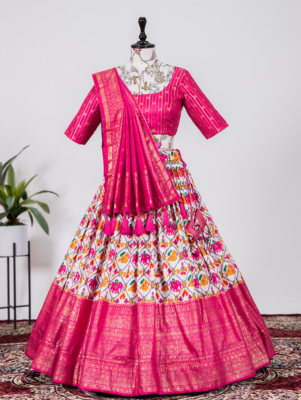 Madhuvan Mithaas Sweet Pink Delight Foil Print Lehenga Choli in Pure Dola Silk