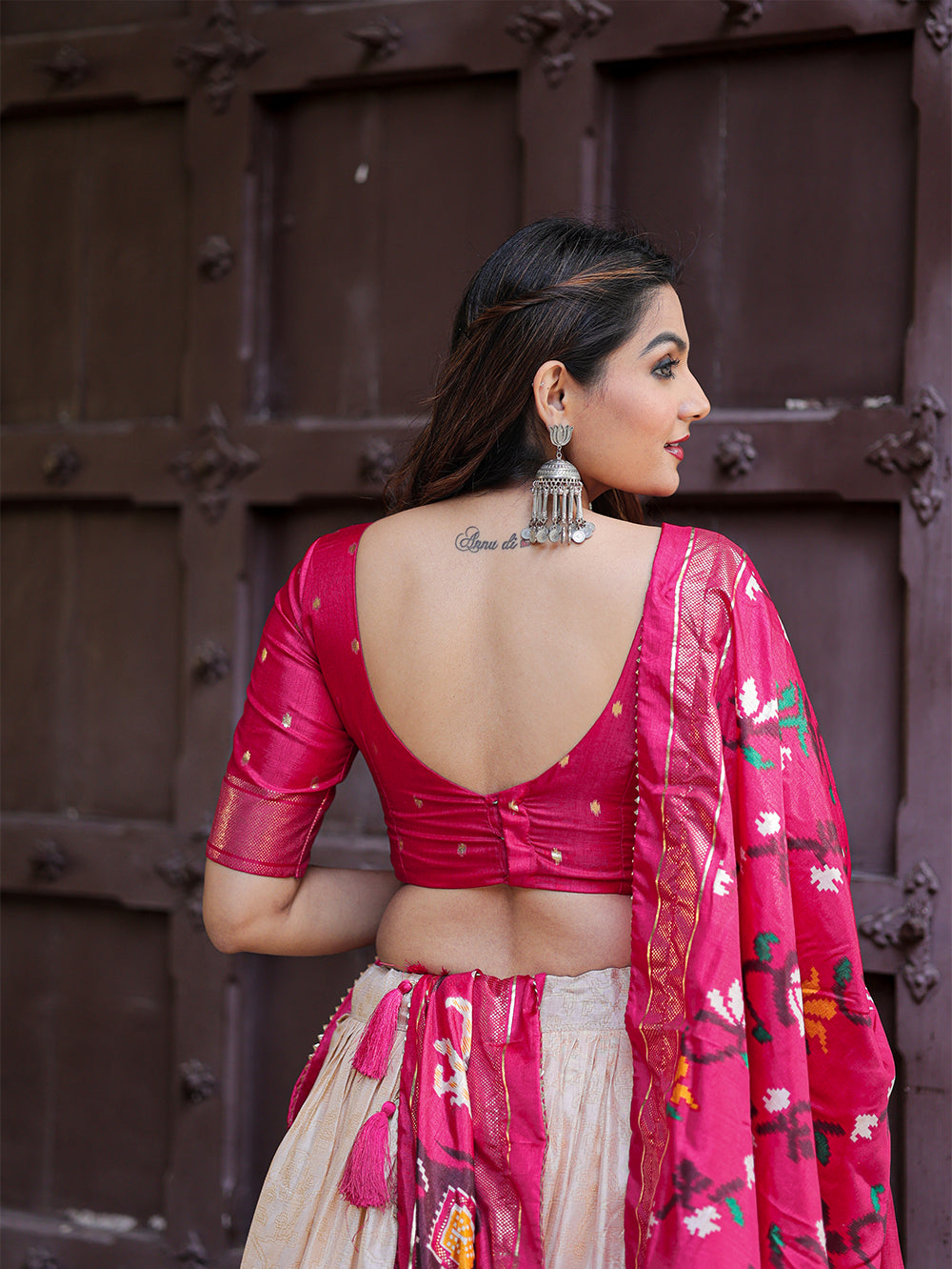 Madhushree Sweet Pink Rhapsody Traditional Dola Silk Lehenga with Shimmering Foil Patterns
