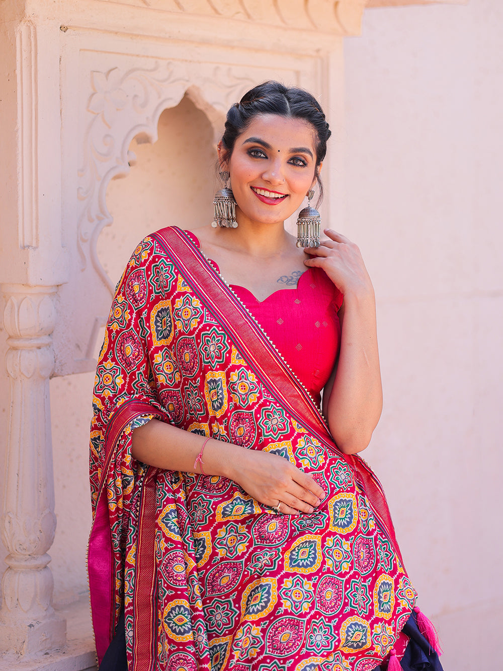 Aakash Tarang Delicate Foil Detailing Sky Blue Dola Silk Lehenga